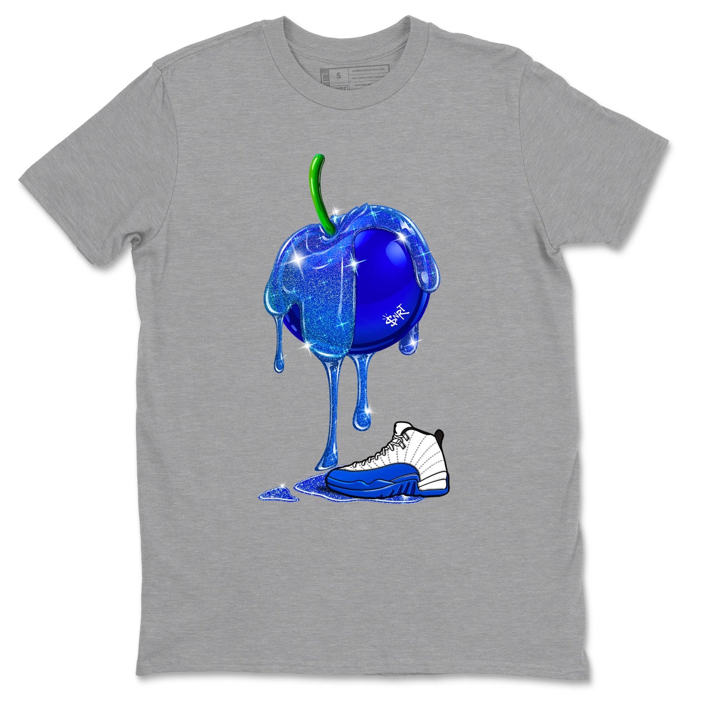 AJ12 Blueberry shirts to match jordans Dripping Blueberry sneaker match tees AJ12 Blueberry Drip Gear Zone streetwear brand Heather Grey 2 unisex cotton tee