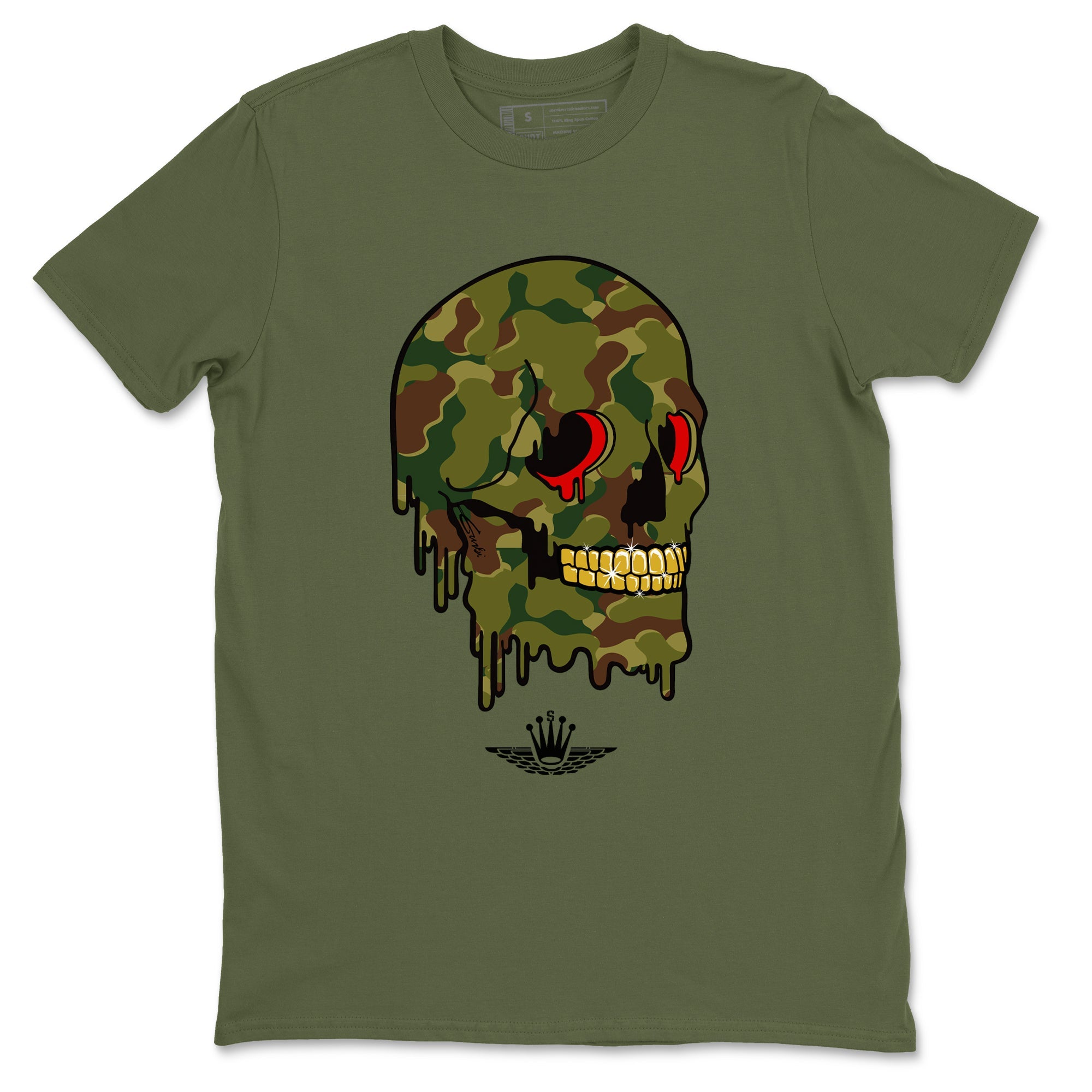 Air Max 90 Duck Camo shirts to match jordans Dripping Camo Skull sneaker match tees Air Max 90 Reverse Duck Camo match shoes to clothes Drip Gear Zone unisex cotton Military Green 2 shirts