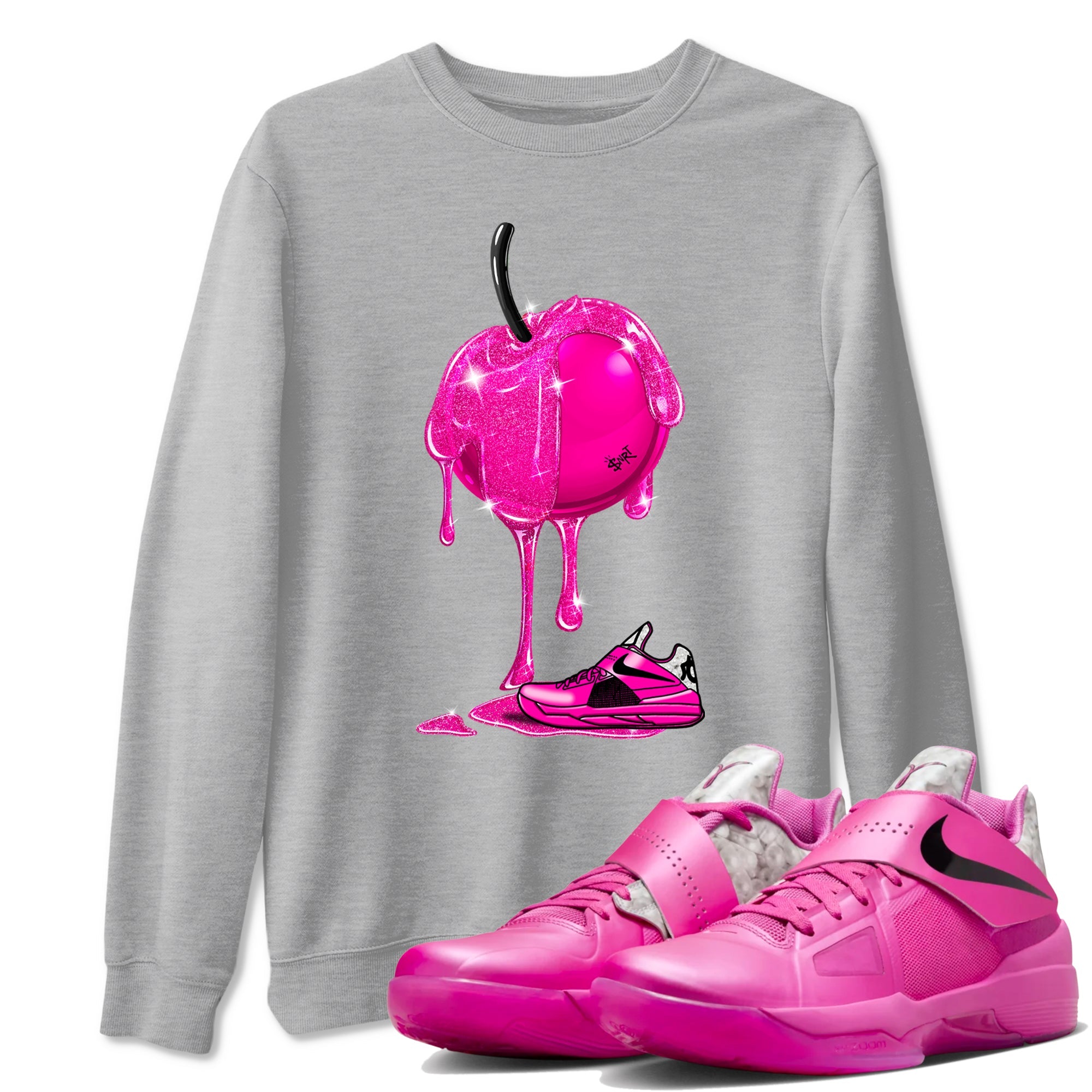 Nike KD 4 Retro Aunt Pearl shirts to match jordans Dripping Cherries sneaker match tees Nike KD 4 Aunt Pearl match shoes to clothes Drip Gear Zone unisex cotton Heather Grey 1 shirts