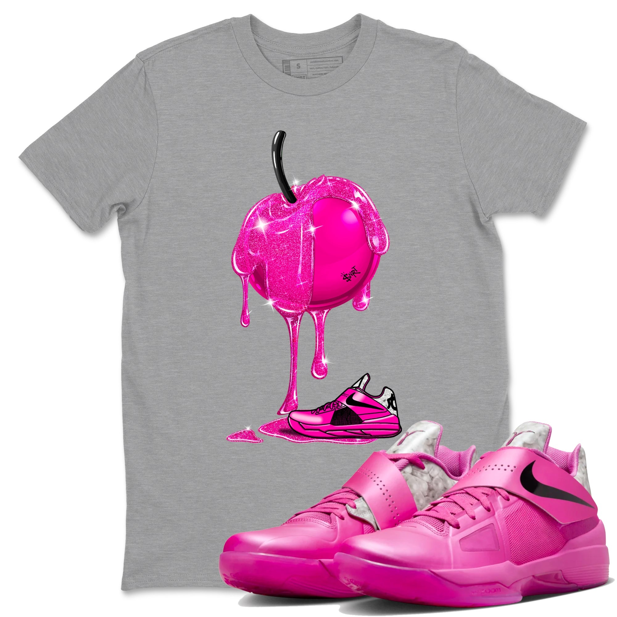 Nike KD 4 Retro Aunt Pearl shirts to match jordans Dripping Cherries sneaker match tees Nike KD 4 Aunt Pearl match shoes to clothes Drip Gear Zone unisex cotton Heather Grey 1 shirts