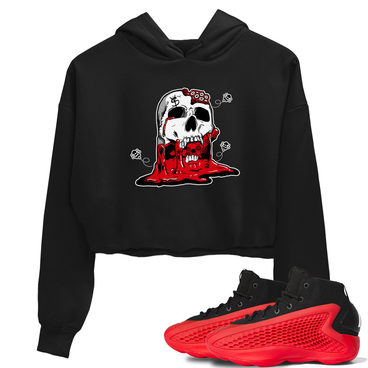 AE 1 Bred Shirts To Match Jordans Dripping Honey Skullhead sneaker match tees AE 1 Bred Tee Drip Gear Zone unisex cotton Black 1 Crop Shirts