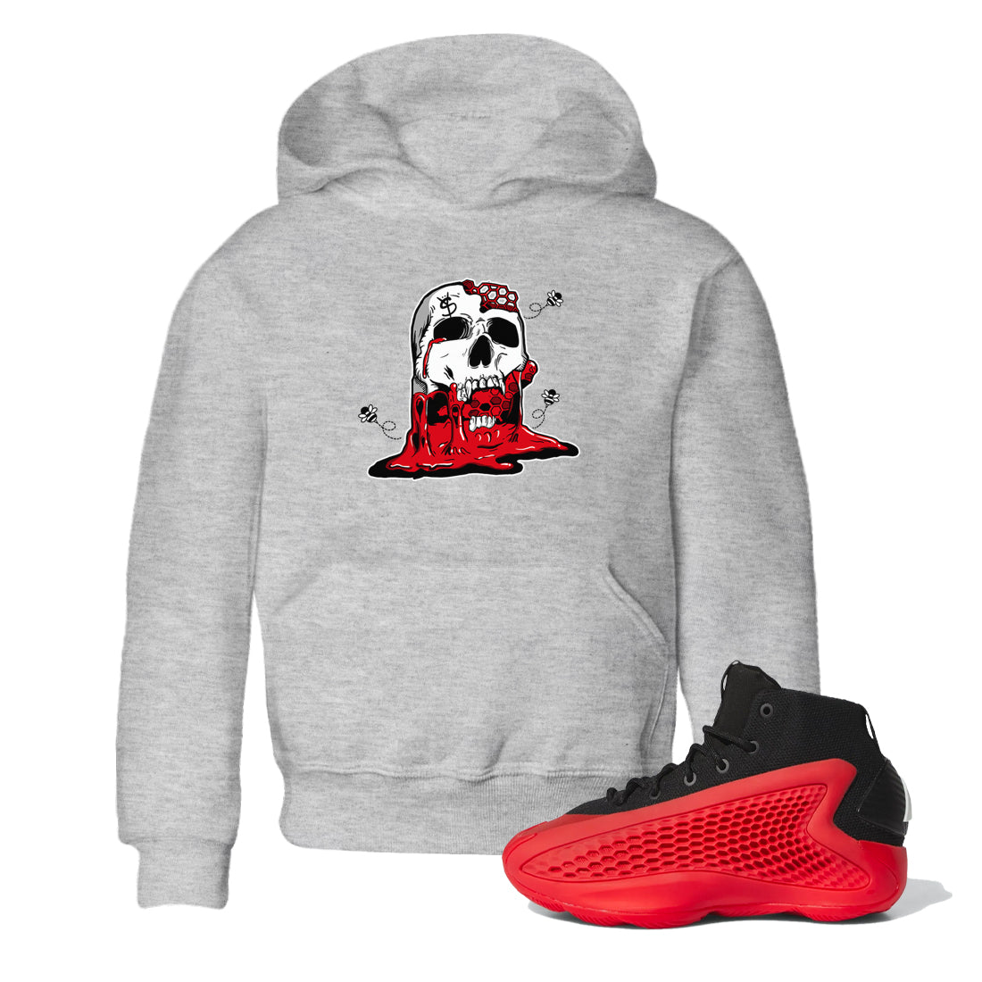 AE 1 Bred Shirts To Match Jordans Dripping Honey Skullhead sneaker match tees AE 1 Bred Tee Drip Gear Zone Youth Baby Heather Grey 1 crew neck shirts