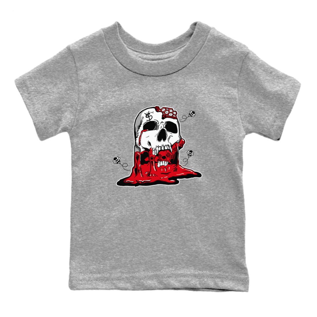 AE 1 Bred Shirts To Match Jordans Dripping Honey Skullhead sneaker match tees AE 1 Bred Tee Drip Gear Zone Youth Baby Heather Grey 2 crew neck shirts