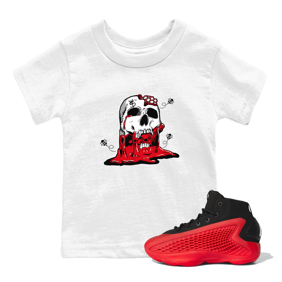 AE 1 Bred Shirts To Match Jordans Dripping Honey Skullhead sneaker match tees AE 1 Bred Tee Drip Gear Zone Youth Baby White 1 crew neck shirts