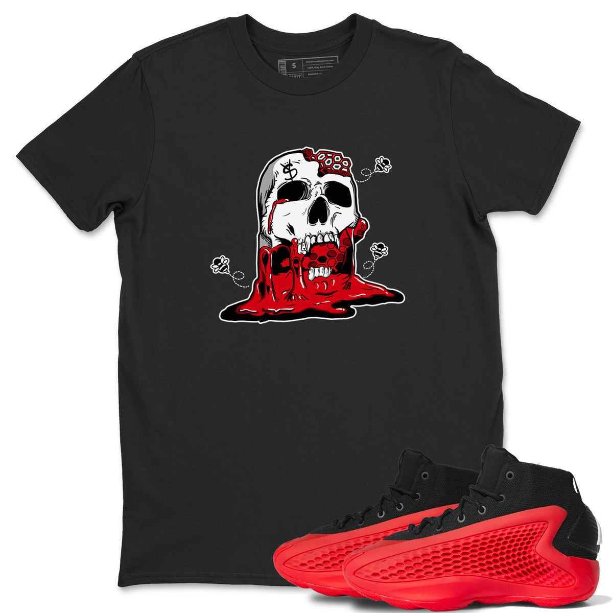 AE 1 Bred Shirts To Match Jordans Dripping Honey Skullhead sneaker match tees AE 1 Bred Tee Drip Gear Zone unisex cotton Black 1 crew neck shirts
