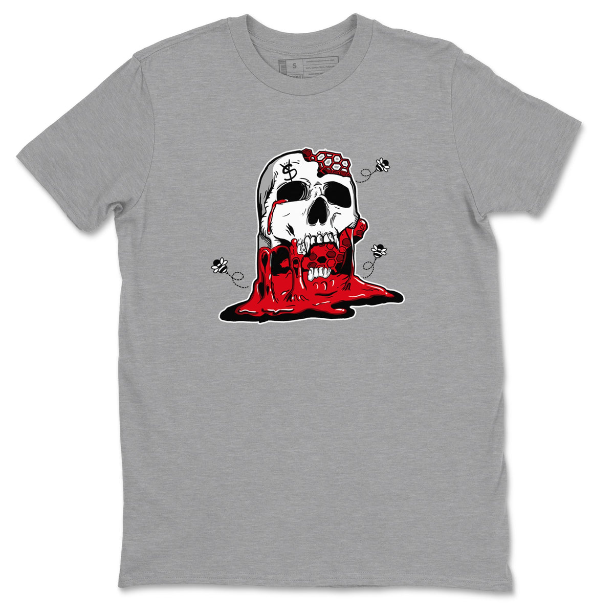 AE 1 Bred Shirts To Match Jordans Dripping Honey Skullhead sneaker match tees AE 1 Bred Tee Drip Gear Zone unisex cotton Heather Grey 2 crew neck shirts