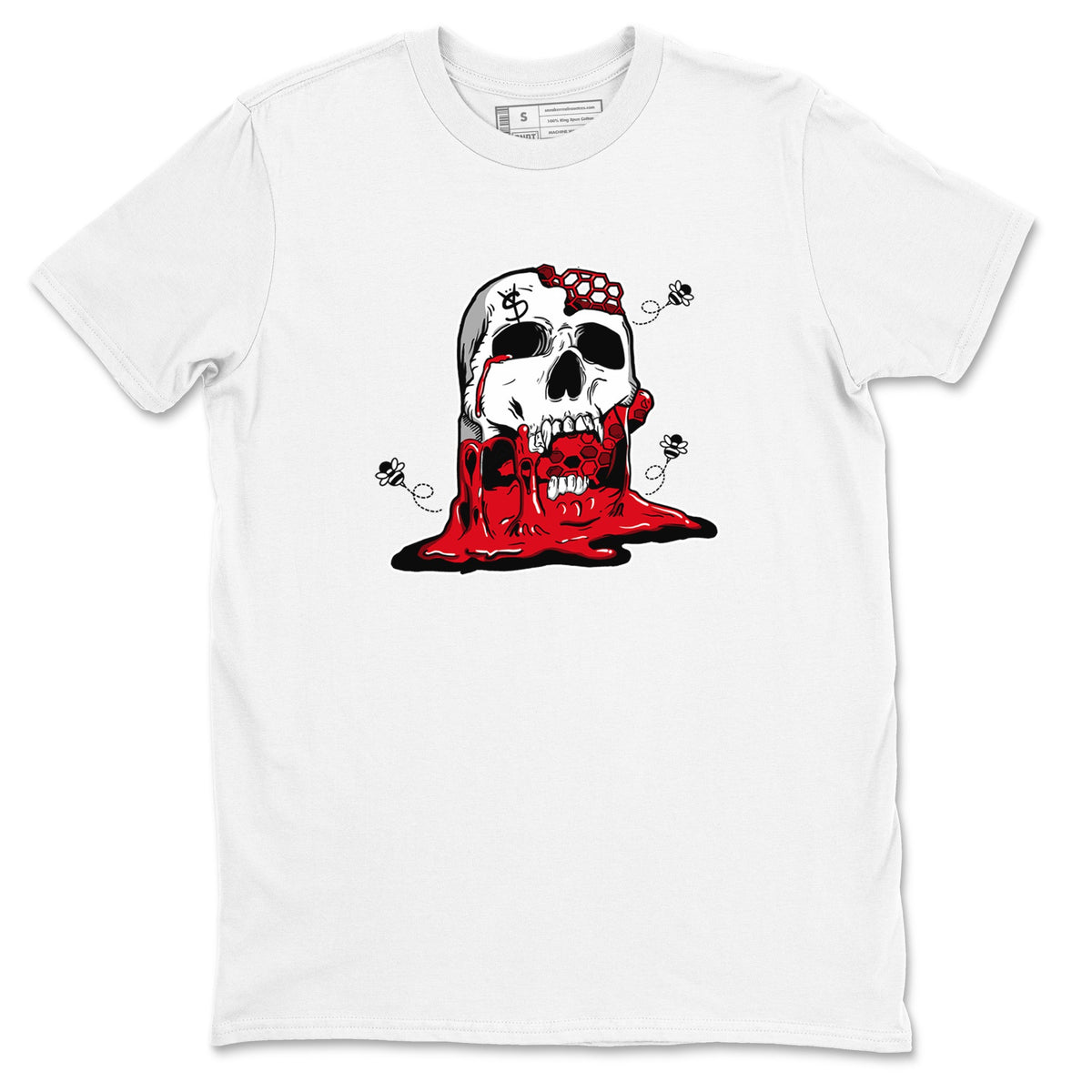 AE 1 Bred Shirts To Match Jordans Dripping Honey Skullhead sneaker match tees AE 1 Bred Tee Drip Gear Zone unisex cotton White 2 crew neck shirts