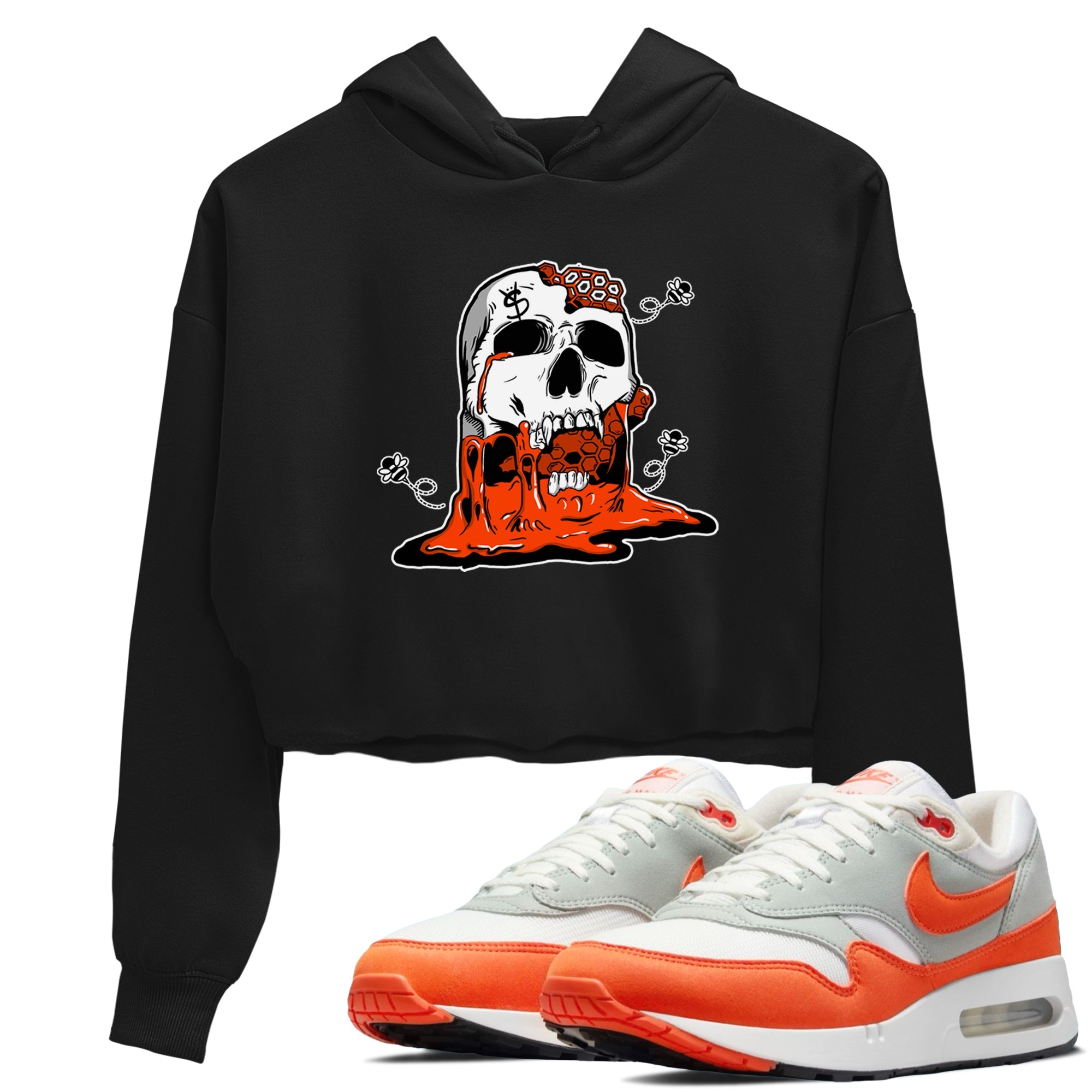 Air Max 1 OG '86 'Summit White and Cosmic Clay shirts to match jordans Dripping Honey Skullhead sneaker match tees Air Max 1 Cosmic Clay match shoes to clothes Drip Gear Zone unisex cotton Black 1 crop tee