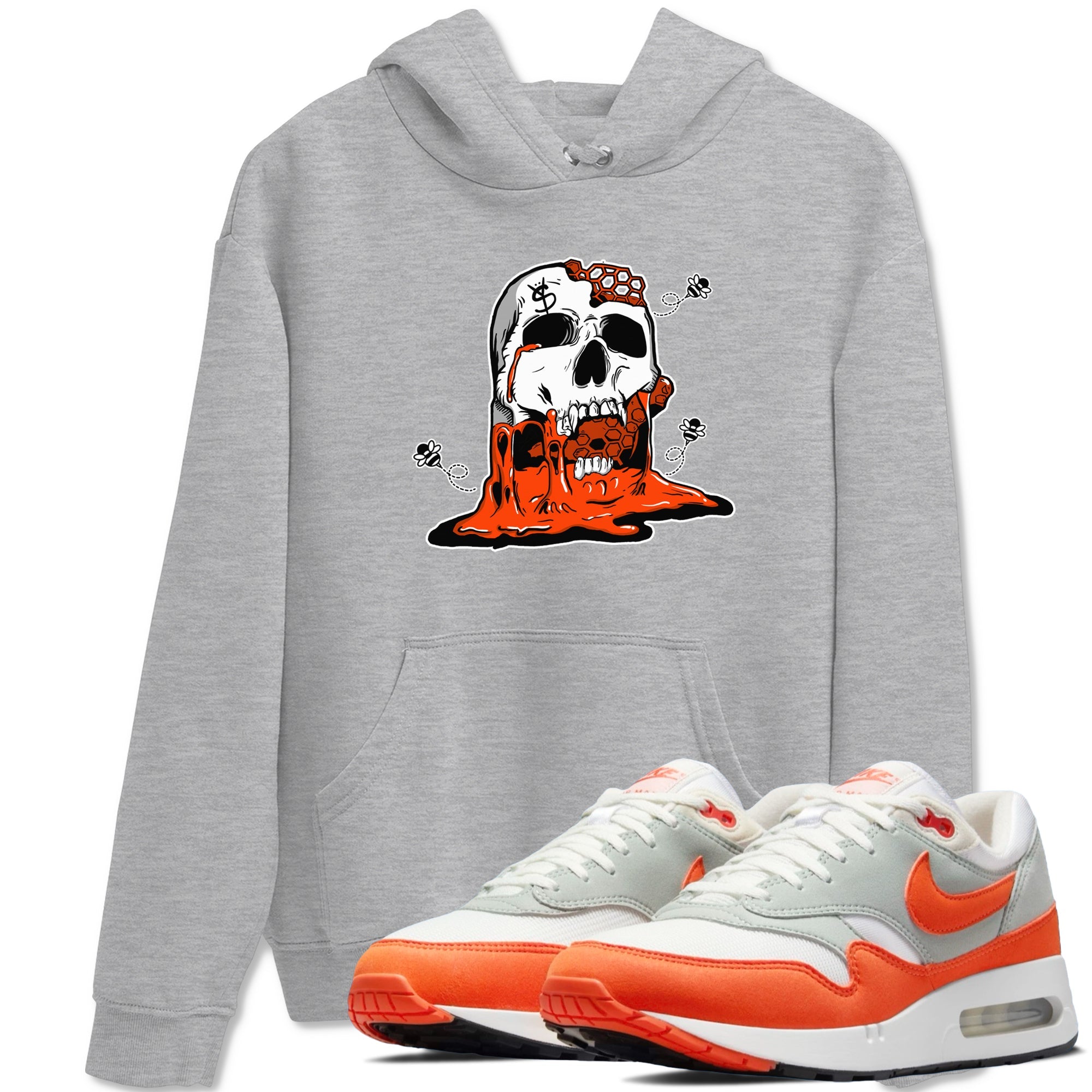 Air Max 1 OG '86 'Summit White and Cosmic Clay shirts to match jordans Dripping Honey Skullhead sneaker match tees Air Max 1 Cosmic Clay match shoes to clothes Drip Gear Zone unisex cotton Heather Grey 1 shirts