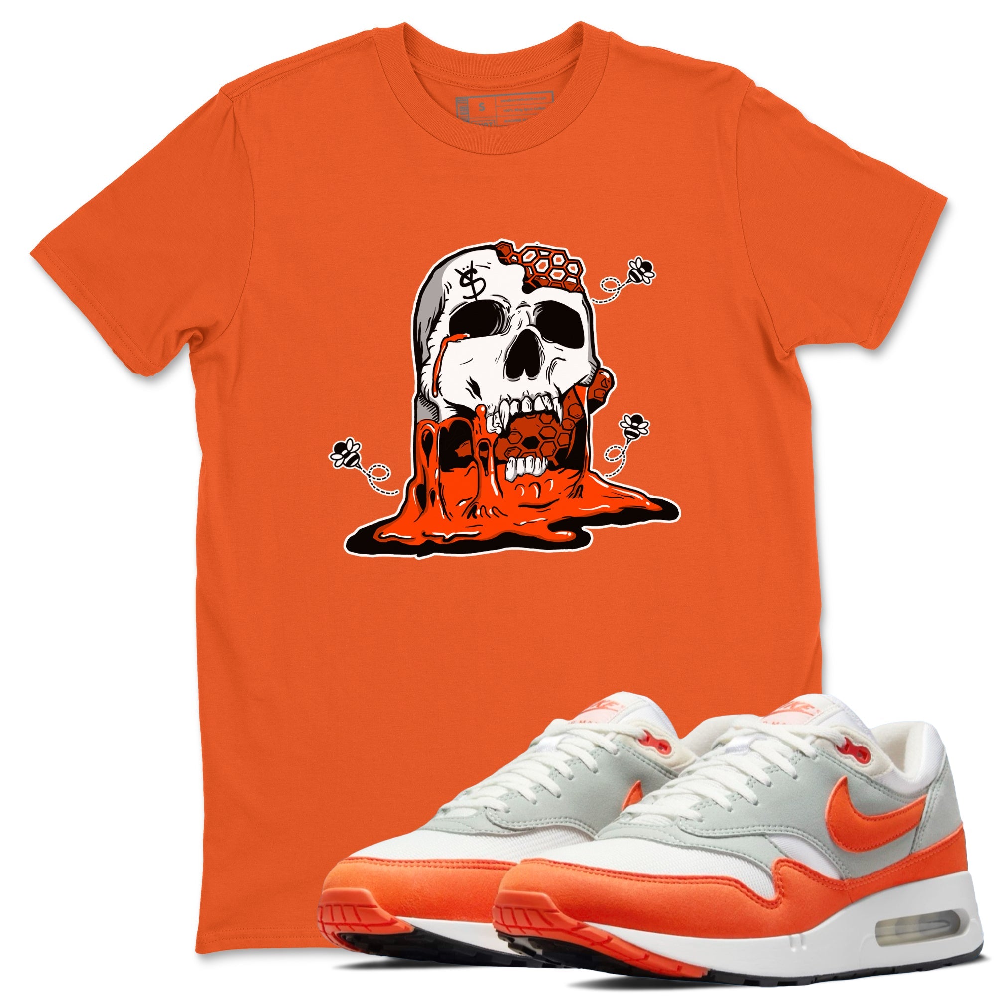 Air Max 1 OG '86 'Summit White and Cosmic Clay shirts to match jordans Dripping Honey Skullhead sneaker match tees Air Max 1 Cosmic Clay match shoes to clothes Drip Gear Zone unisex cotton Orange 1 shirts