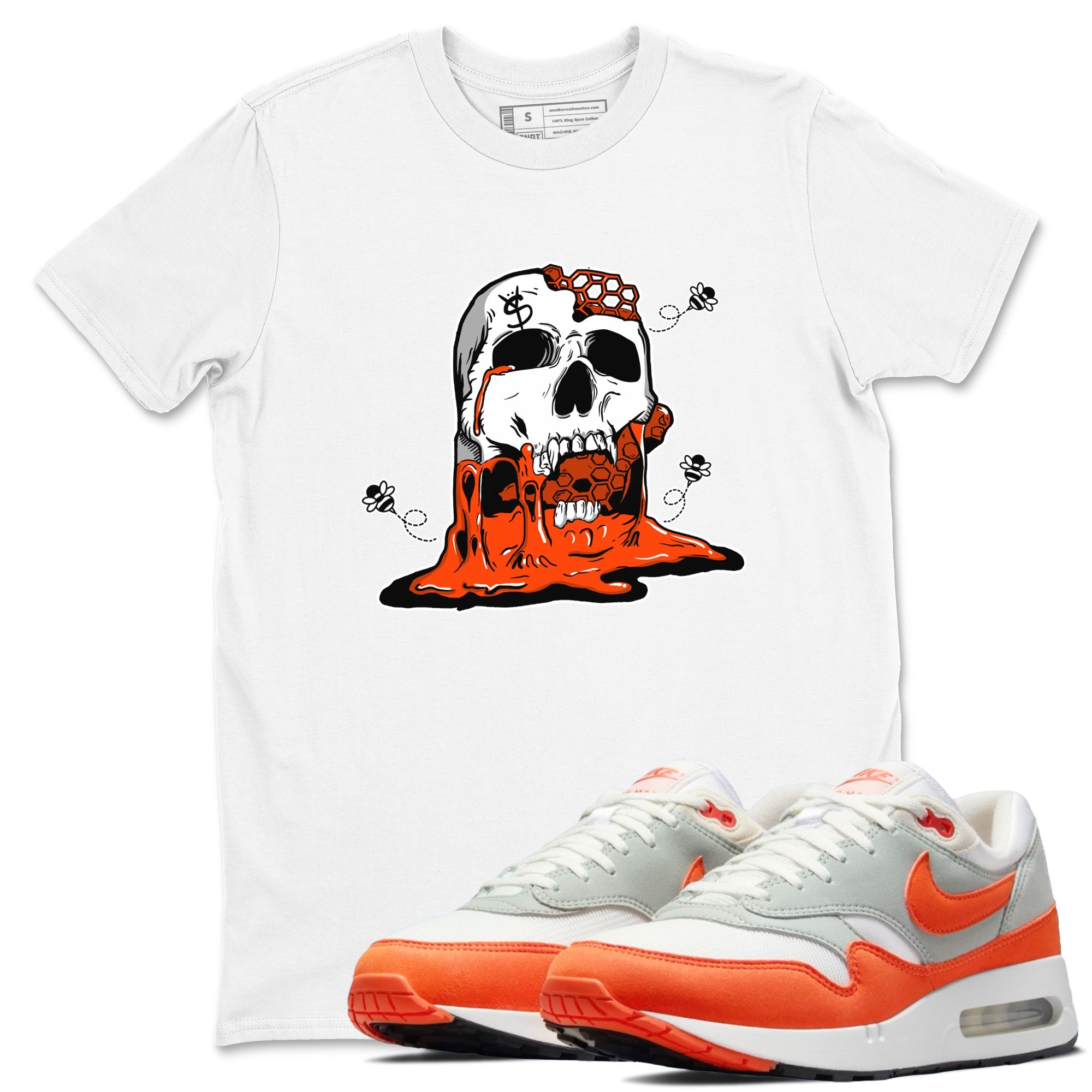Air Max 1 OG '86 'Summit White and Cosmic Clay shirts to match jordans Dripping Honey Skullhead sneaker match tees Air Max 1 Cosmic Clay match shoes to clothes Drip Gear Zone unisex cotton White 1 shirts