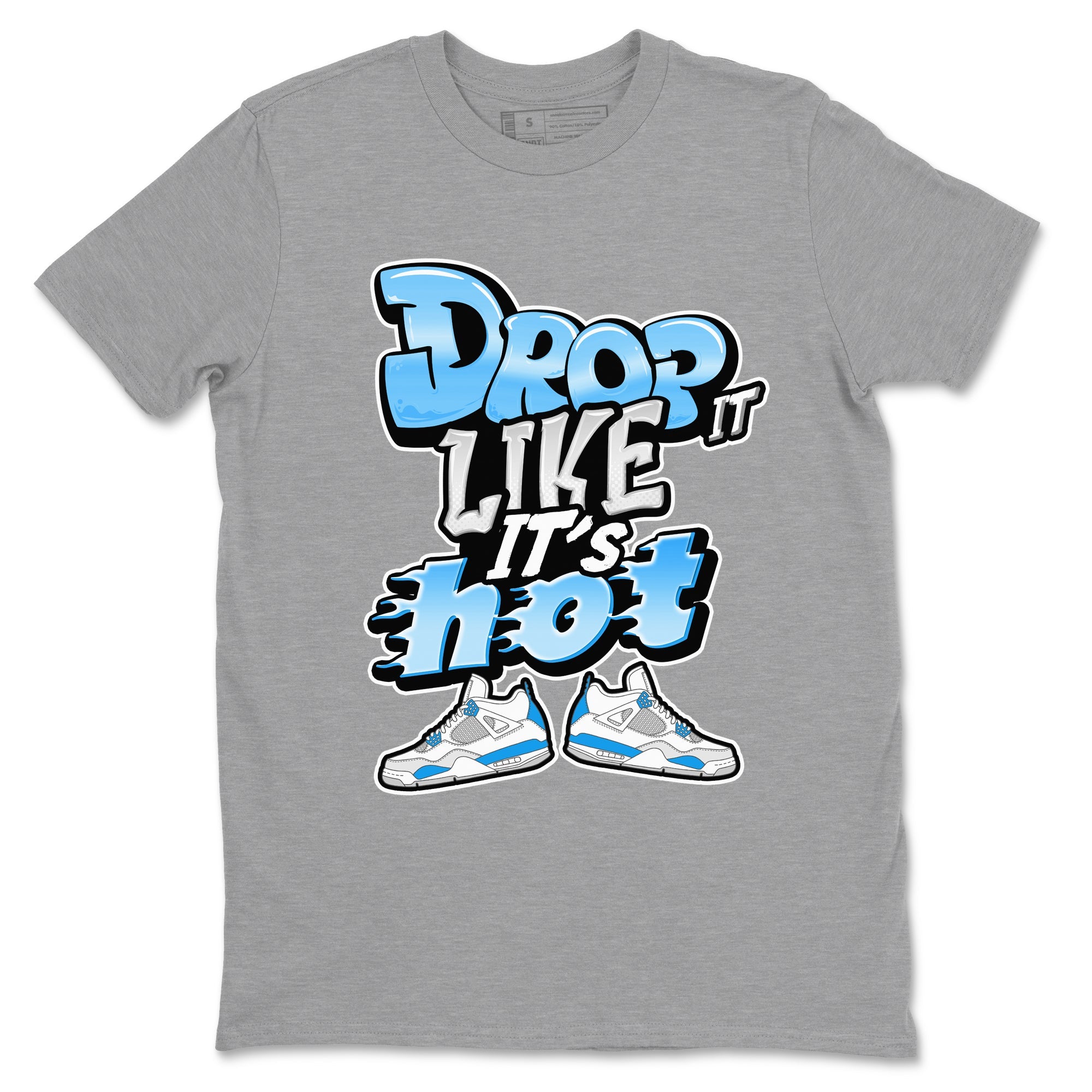 Air Jordan 4 Industrial Blue shirt to match jordans Drop It Like It's Hot sneaker tees Air Jordan 4 Military Blue Drip Gear Zone unisex cotton Heather Grey 2 crew neck shirt