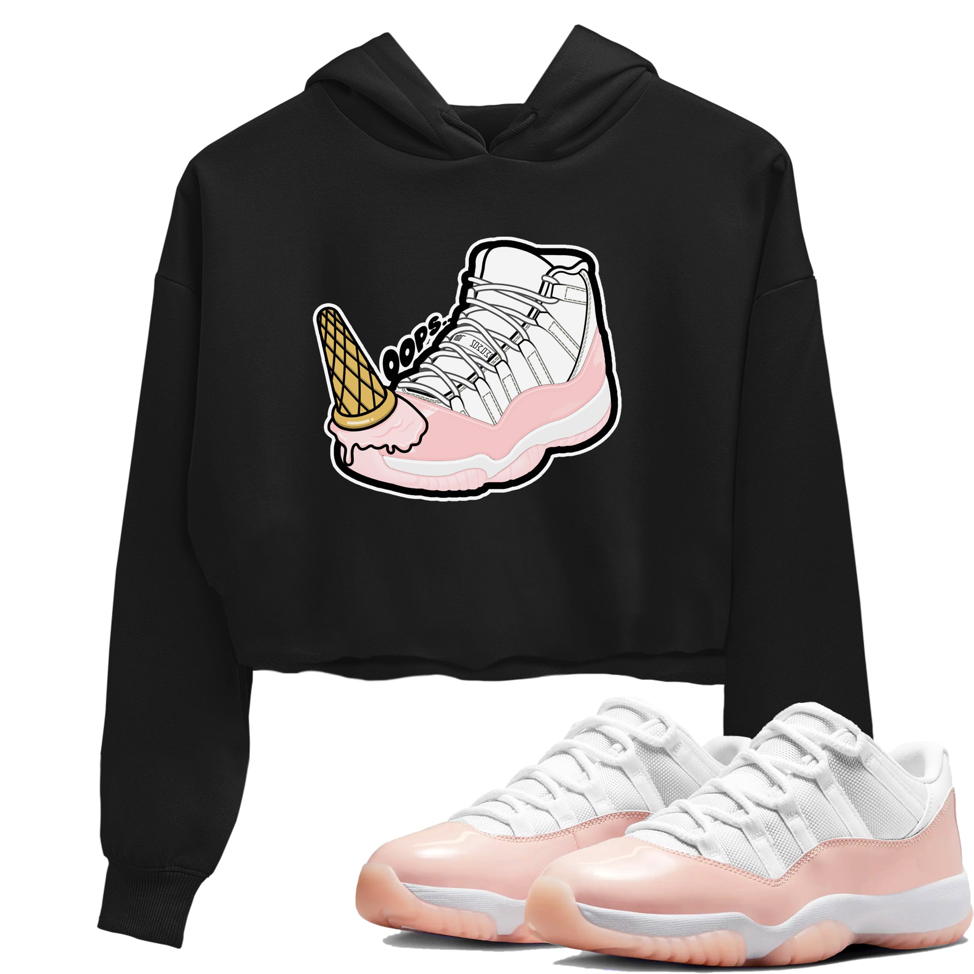 11s Legend Pink shirts to match jordans Dropped Ice Cream sneaker match tees Air Jordan 11 Legend Pink Drip Gear Zone streetwear brand Black 1 crop tee