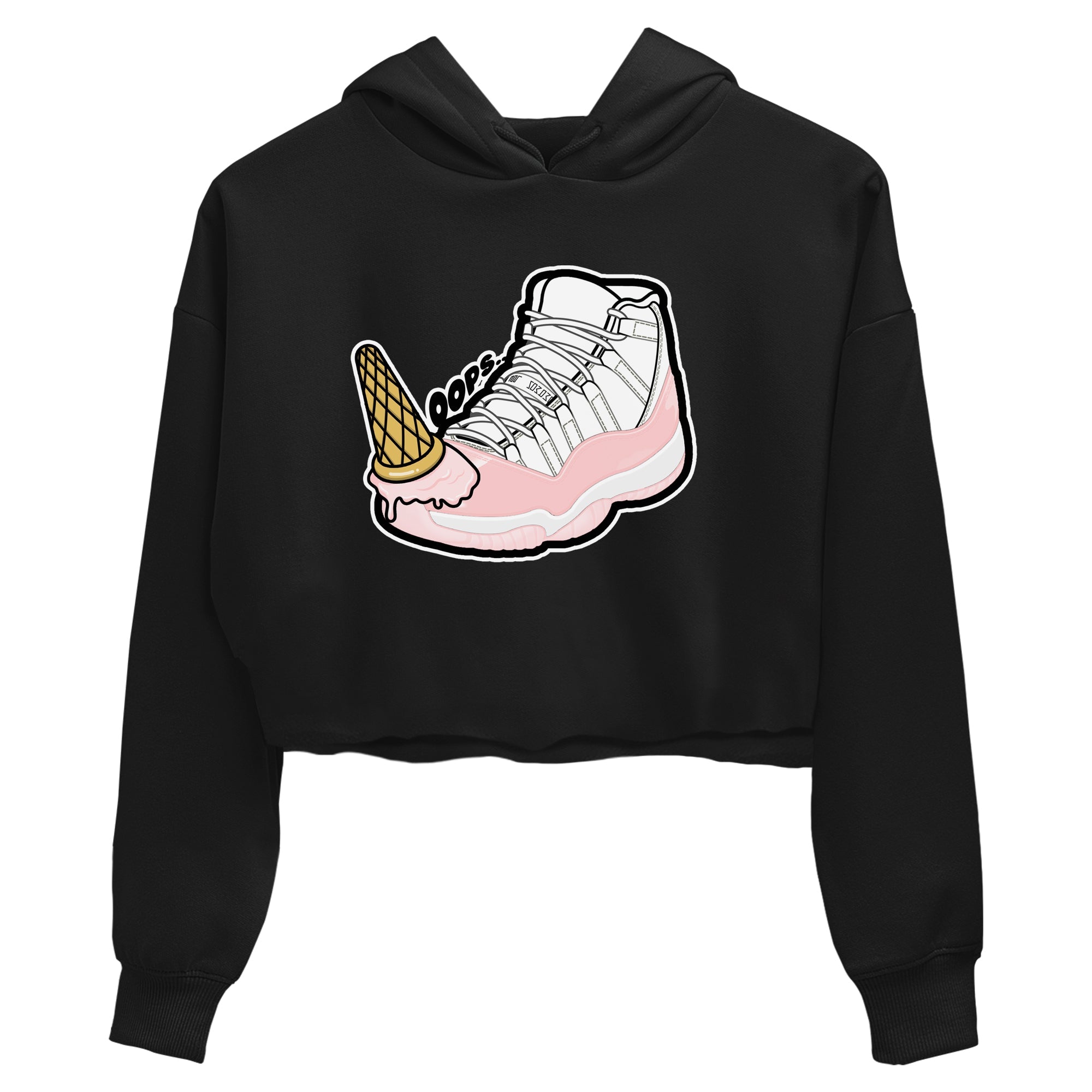 11s Legend Pink shirts to match jordans Dropped Ice Cream sneaker match tees Air Jordan 11 Legend Pink Drip Gear Zone streetwear brand Black 2 crop tee