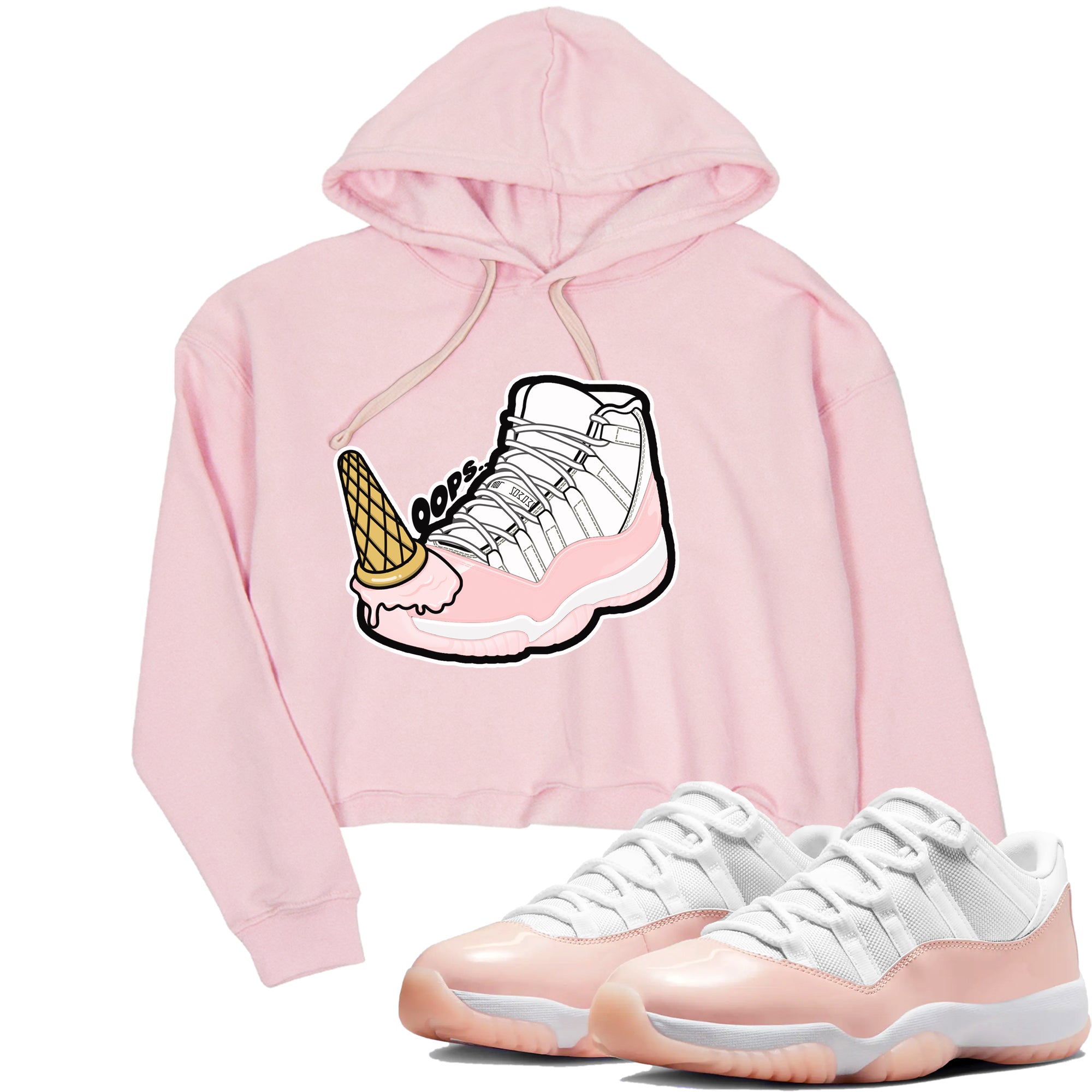 11s Legend Pink shirts to match jordans Dropped Ice Cream sneaker match tees Air Jordan 11 Legend Pink Drip Gear Zone streetwear brand Pink 1 crop tee