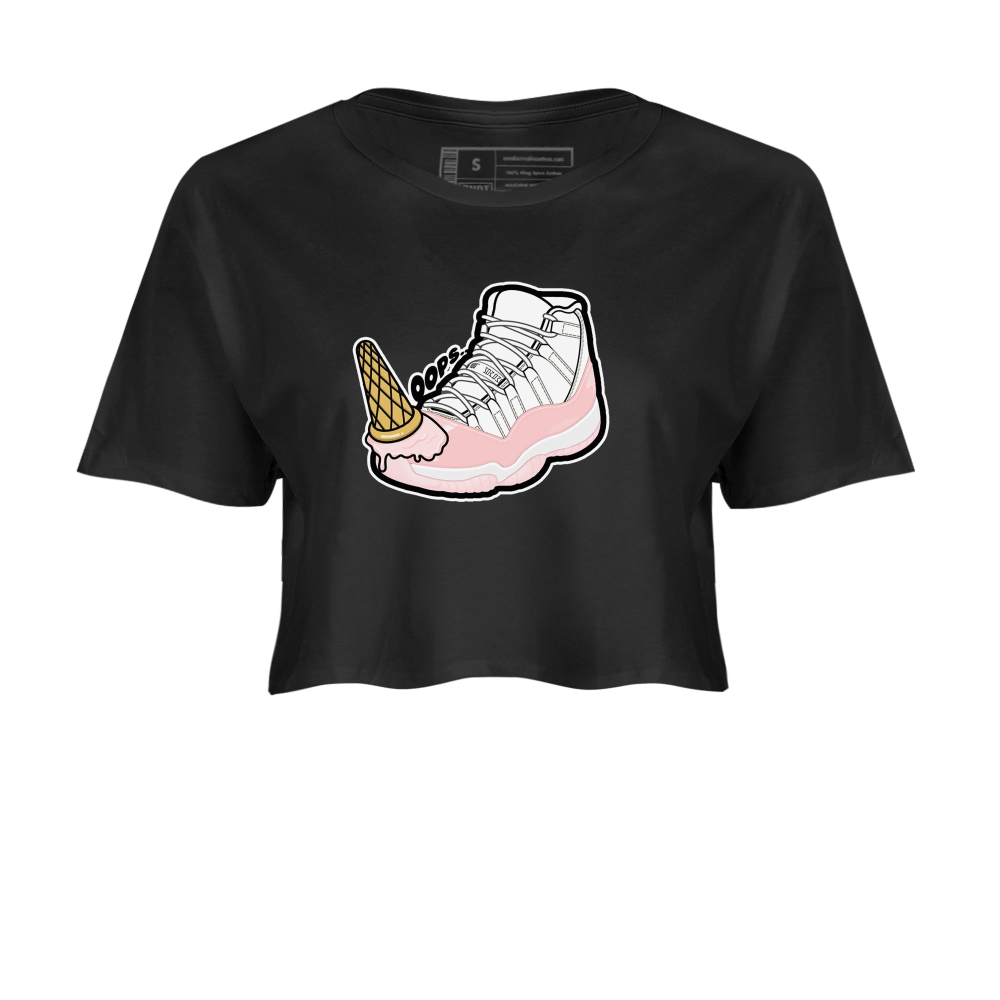 11s Legend Pink shirts to match jordans Dropped Ice Cream sneaker match tees Air Jordan 11 Legend Pink Drip Gear Zone streetwear brand Black 2 crop tee