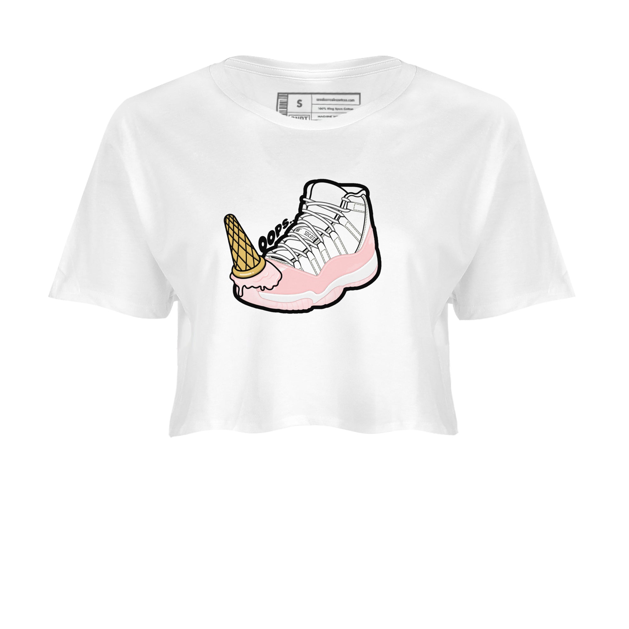 11s Legend Pink shirts to match jordans Dropped Ice Cream sneaker match tees Air Jordan 11 Legend Pink Drip Gear Zone streetwear brand White 2 crop tee