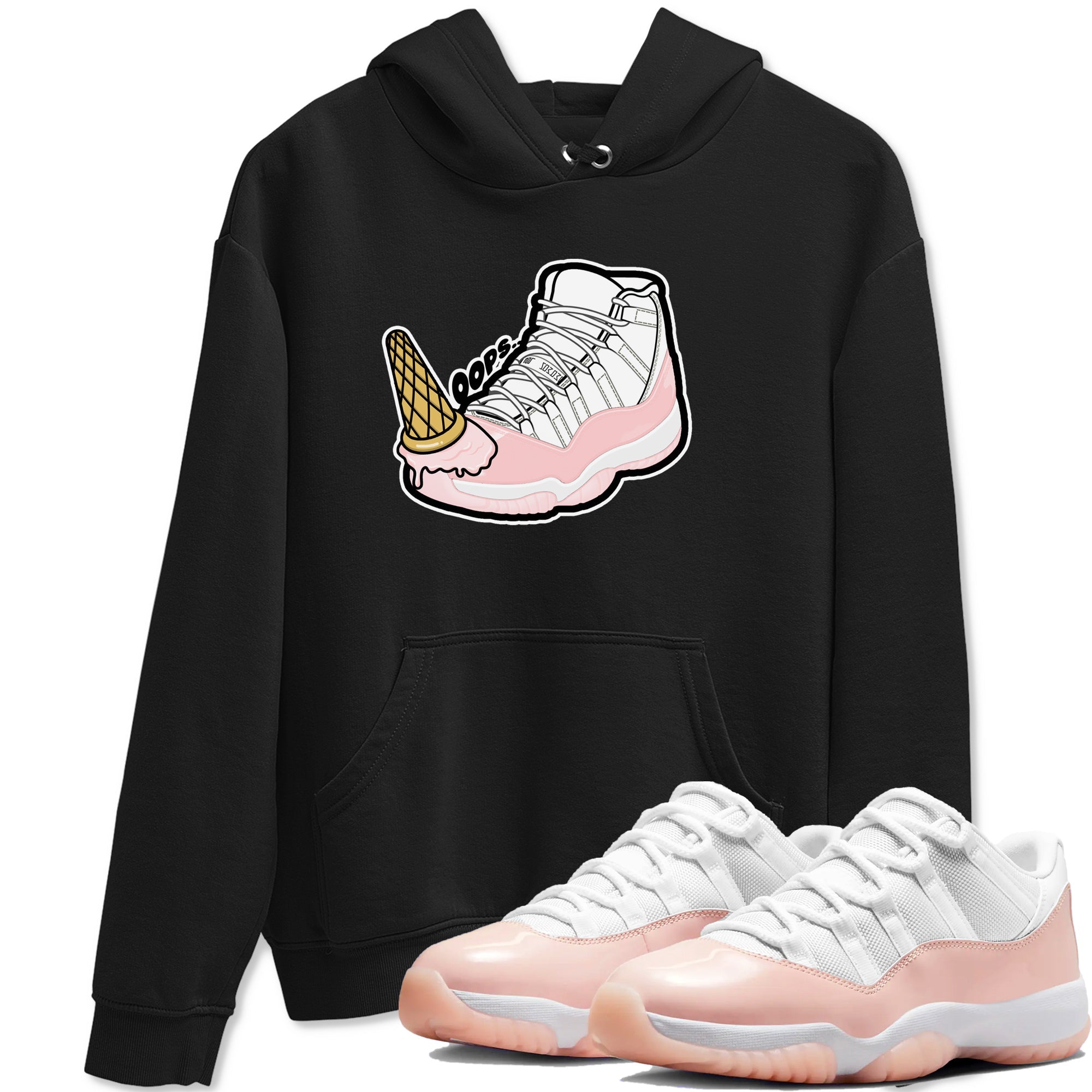 11s Legend Pink shirts to match jordans Dropped Ice Cream sneaker match tees Air Jordan 11 Legend Pink Drip Gear Zone streetwear brand Black 1 unisex cotton tee