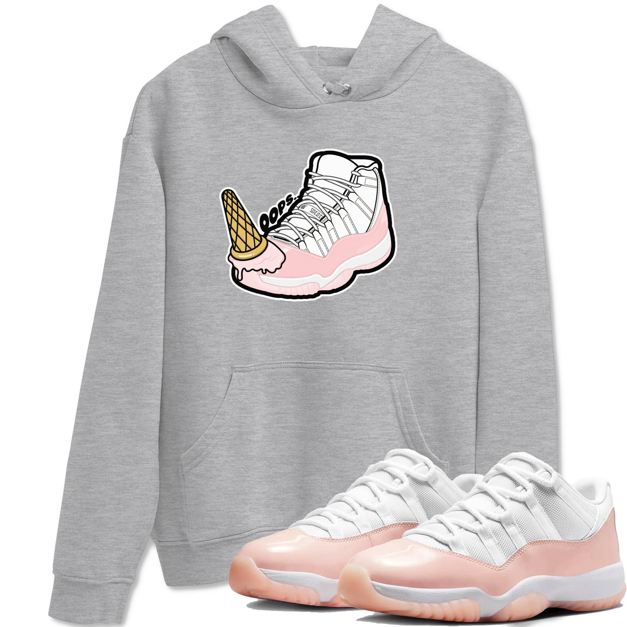 11s Legend Pink shirts to match jordans Dropped Ice Cream sneaker match tees Air Jordan 11 Legend Pink Drip Gear Zone streetwear brand Heather Grey 1 unisex cotton tee