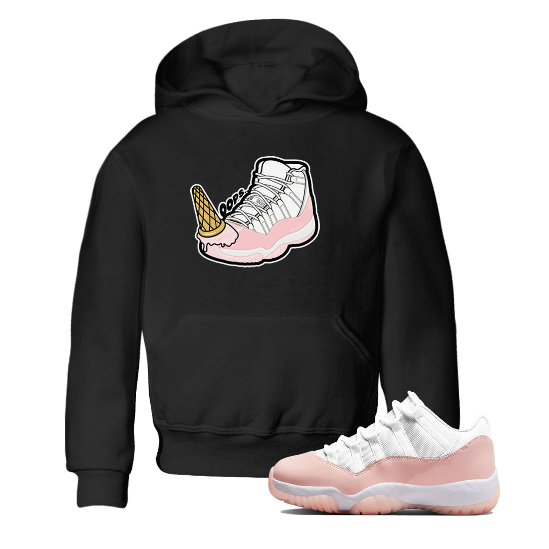 11s Legend Pink shirts to match jordans Dropped Ice Cream sneaker match tees Air Jordan 11 Legend Pink Drip Gear Zone streetwear brand Baby and Youth Black 1 cotton tee