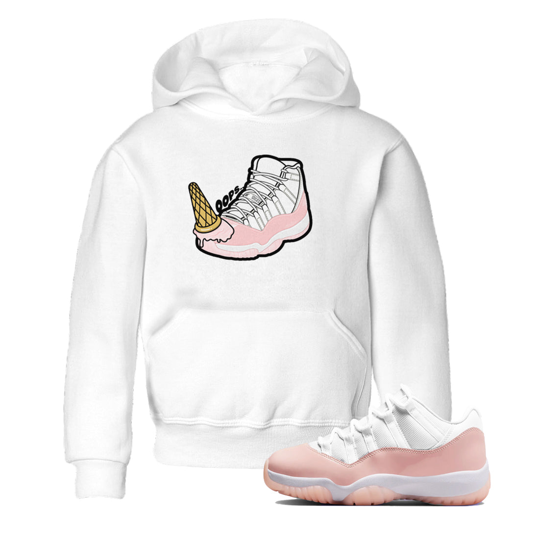 11s Legend Pink shirts to match jordans Dropped Ice Cream sneaker match tees Air Jordan 11 Legend Pink Drip Gear Zone streetwear brand Baby and Youth White 1 cotton tee
