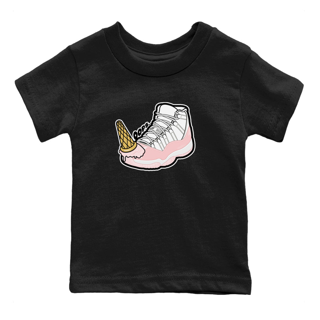 11s Legend Pink shirts to match jordans Dropped Ice Cream sneaker match tees Air Jordan 11 Legend Pink Drip Gear Zone streetwear brand Baby and Youth Black 2 cotton tee
