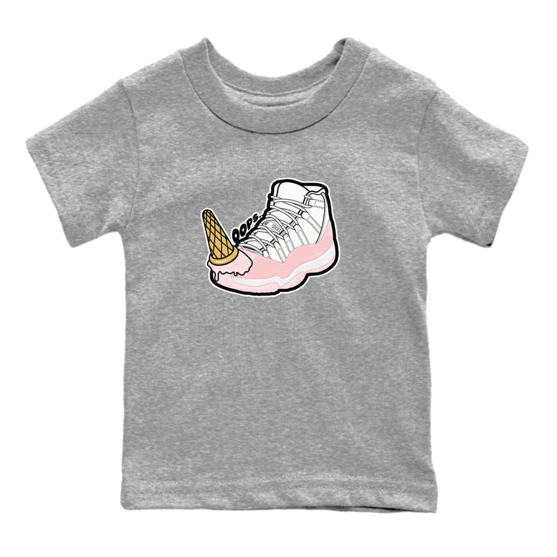 11s Legend Pink shirts to match jordans Dropped Ice Cream sneaker match tees Air Jordan 11 Legend Pink Drip Gear Zone streetwear brand Baby and Youth Heather Grey 2 cotton tee