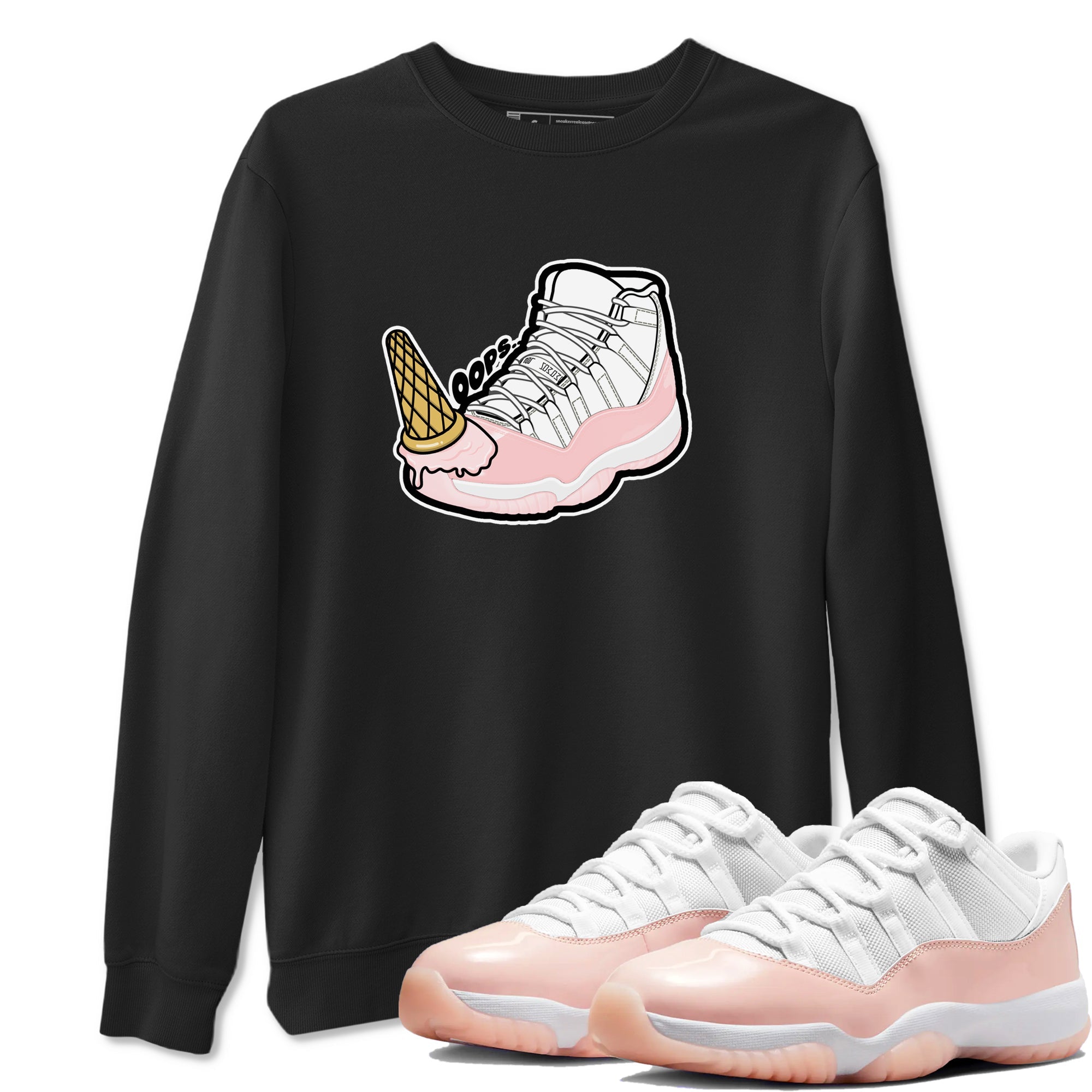 11s Legend Pink shirts to match jordans Dropped Ice Cream sneaker match tees Air Jordan 11 Legend Pink Drip Gear Zone streetwear brand Black 1 unisex cotton tee