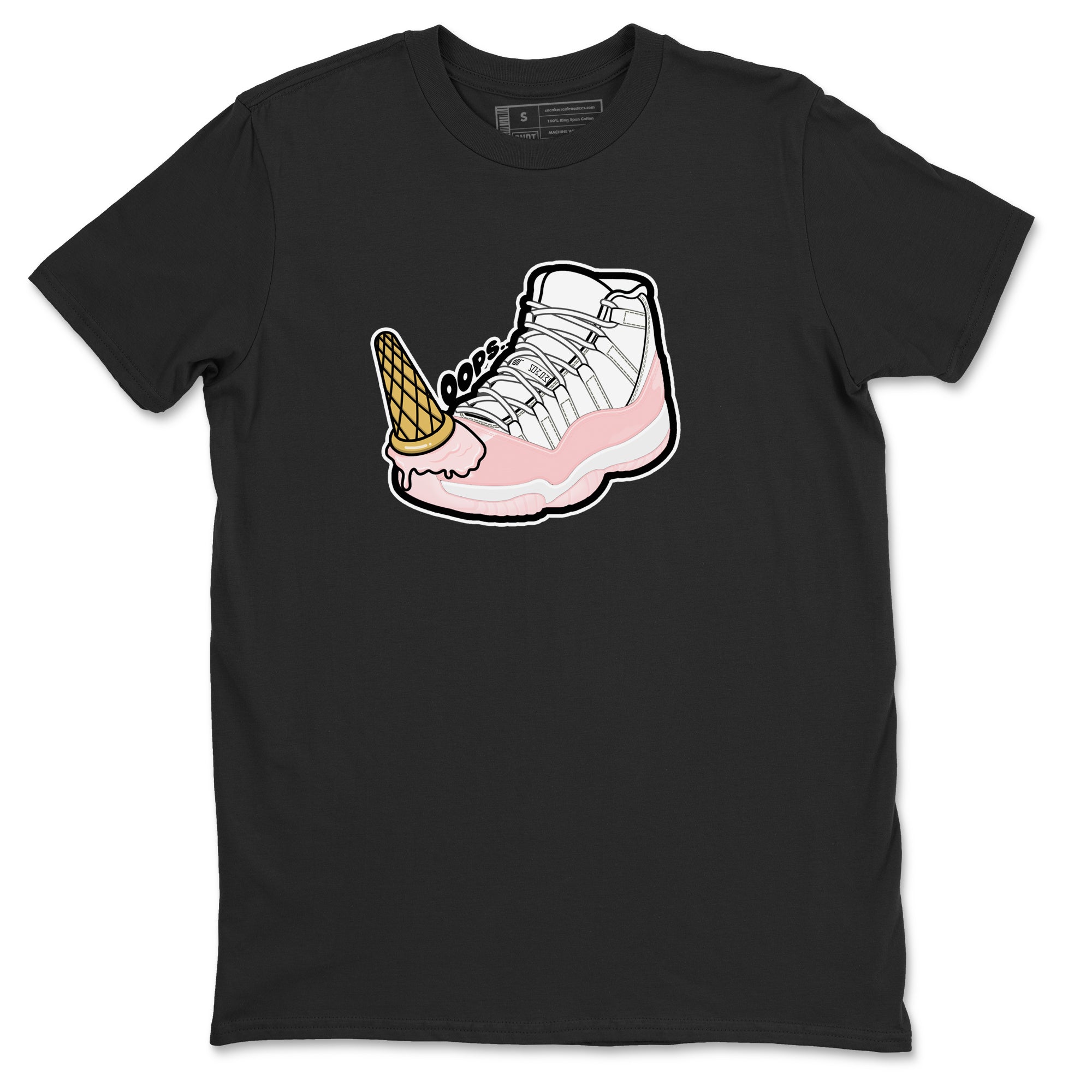 11s Legend Pink shirts to match jordans Dropped Ice Cream sneaker match tees Air Jordan 11 Legend Pink Drip Gear Zone streetwear brand Black 2 unisex cotton tee