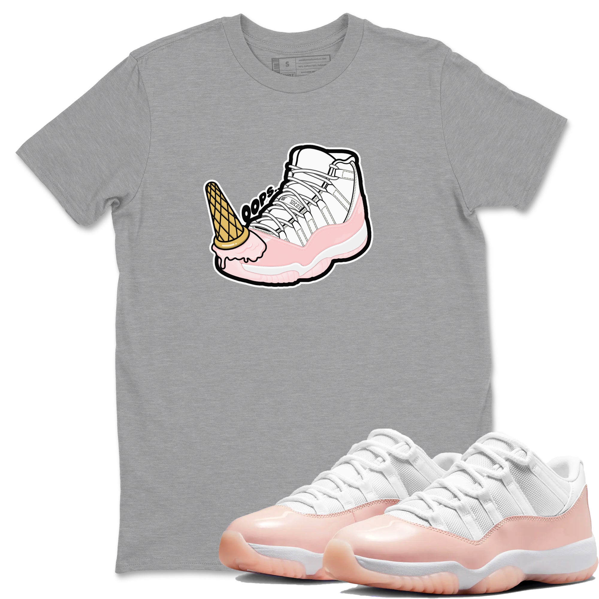 11s Legend Pink shirts to match jordans Dropped Ice Cream sneaker match tees Air Jordan 11 Legend Pink Drip Gear Zone streetwear brand Heather Grey 1 unisex cotton tee