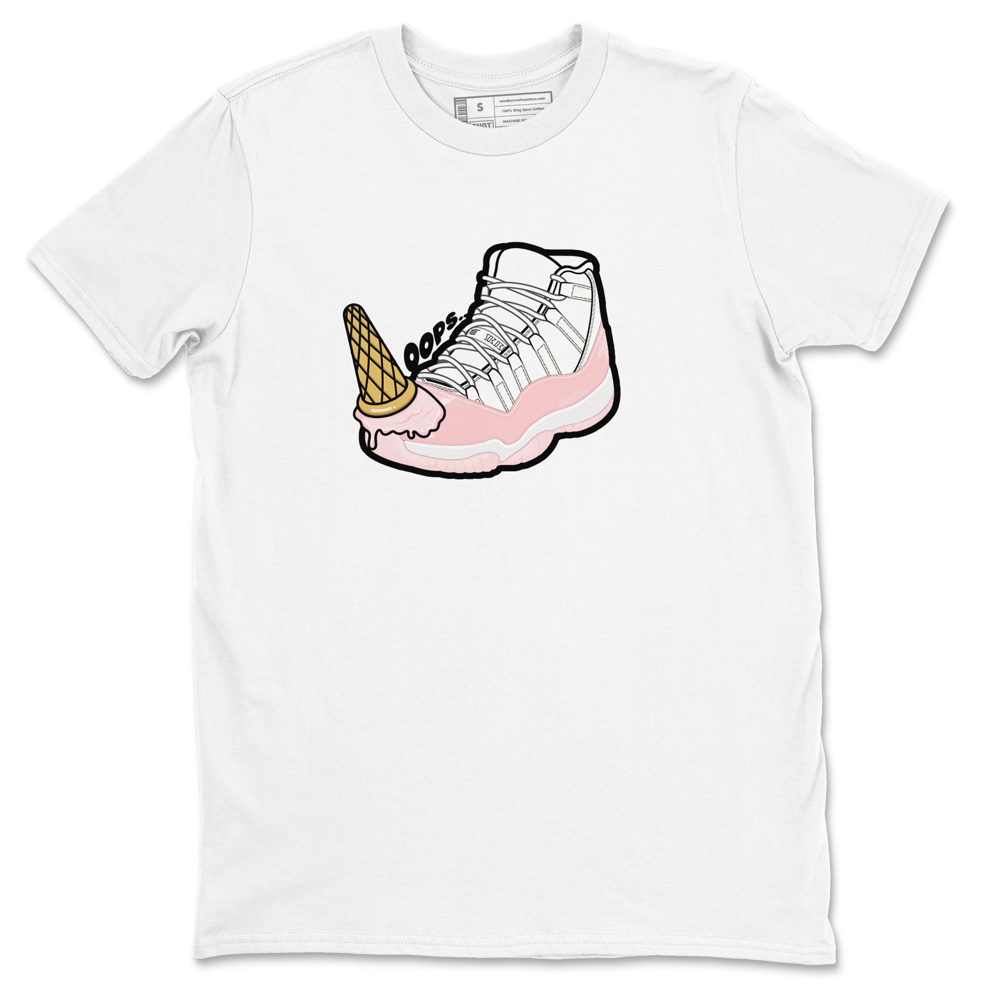 11s Legend Pink shirts to match jordans Dropped Ice Cream sneaker match tees Air Jordan 11 Legend Pink Drip Gear Zone streetwear brand White 2 unisex cotton tee