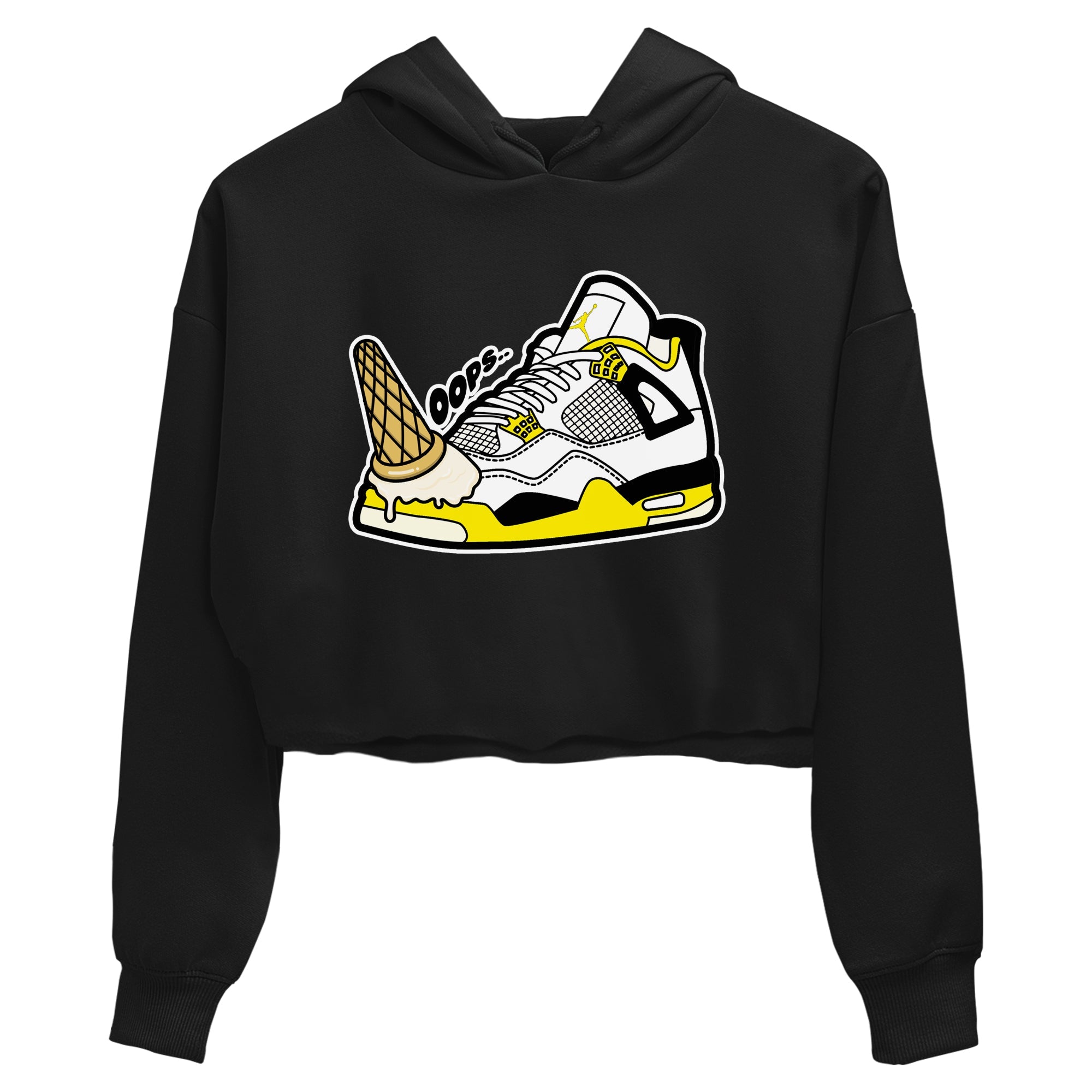 AJ4 Vivid Sulfur shirt to match jordans Dropped Ice Cream sneaker tees Air Jordan 4 Vivid Sulfur Drip Gear Zone Black 2 crop length shirt
