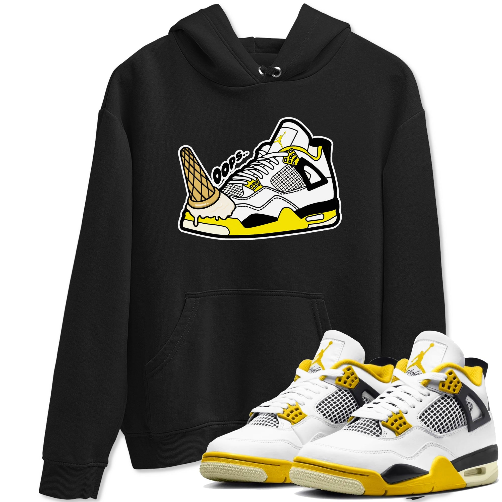 AJ4 Vivid Sulfur shirt to match jordans Dropped Ice Cream sneaker tees Air Jordan 4 Vivid Sulfur Drip Gear Zone unisex cotton Black 1 crew neck shirt