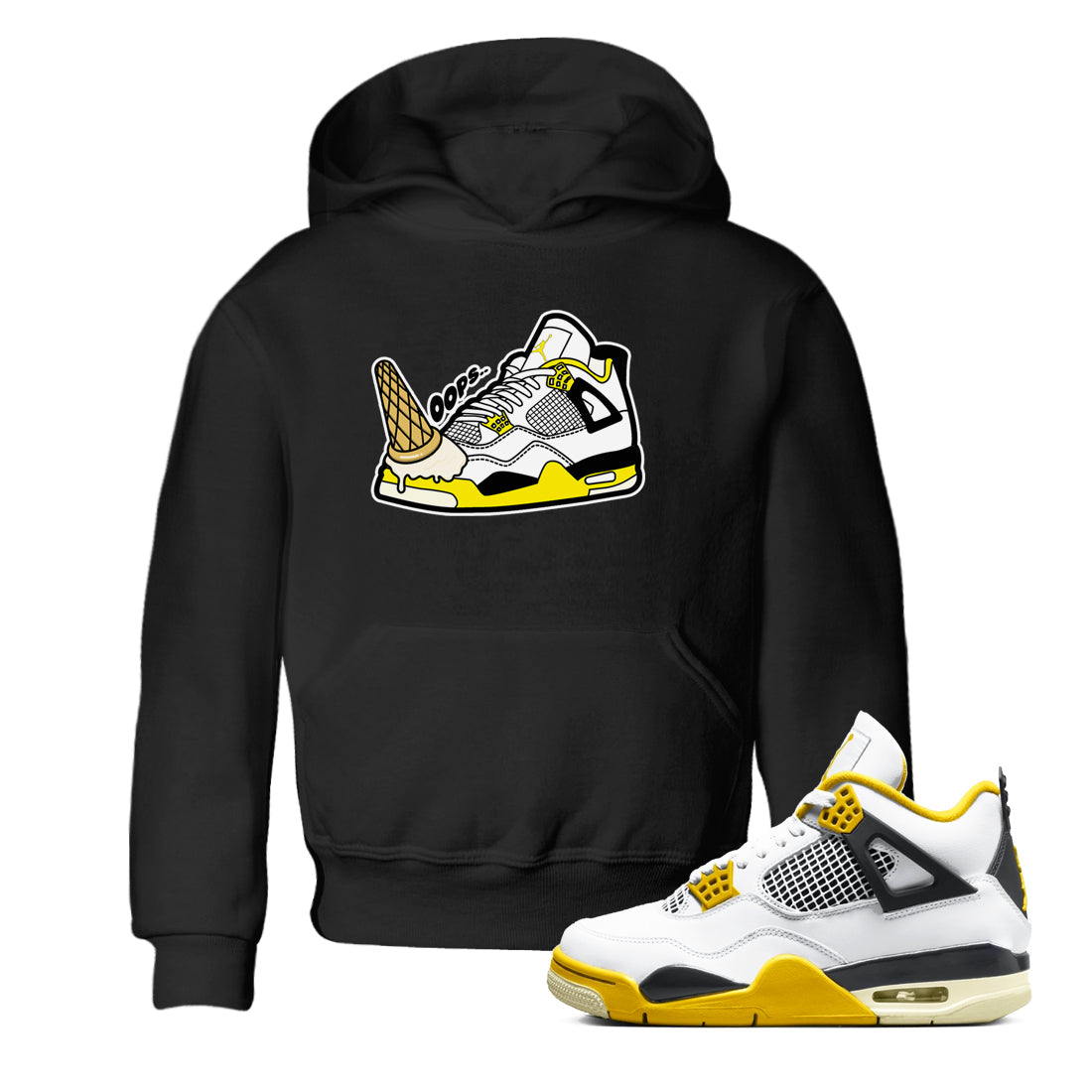 AJ4 Vivid Sulfur shirt to match jordans Dropped Ice Cream sneaker tees Air Jordan 4 Vivid Sulfur Drip Gear Zone baby toddler Black 1 cotton Shirt