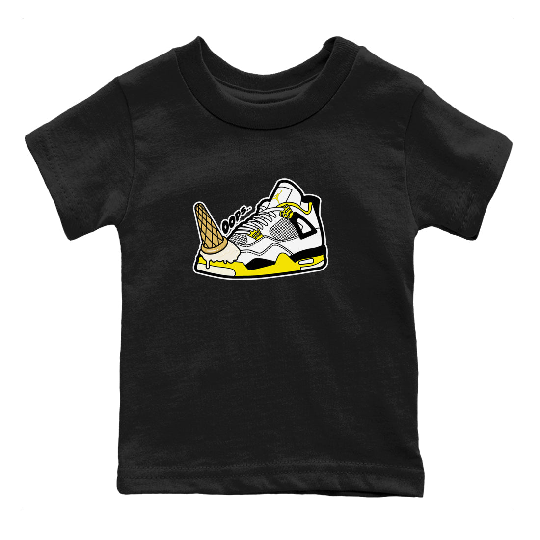 AJ4 Vivid Sulfur shirt to match jordans Dropped Ice Cream sneaker tees Air Jordan 4 Vivid Sulfur Drip Gear Zone baby toddler Black 2 cotton Shirt