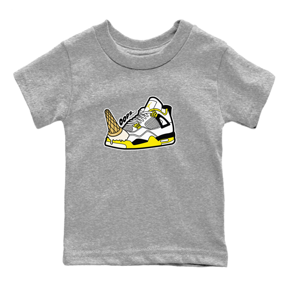AJ4 Vivid Sulfur shirt to match jordans Dropped Ice Cream sneaker tees Air Jordan 4 Vivid Sulfur Drip Gear Zone baby toddler Heather Grey 2 cotton Shirt