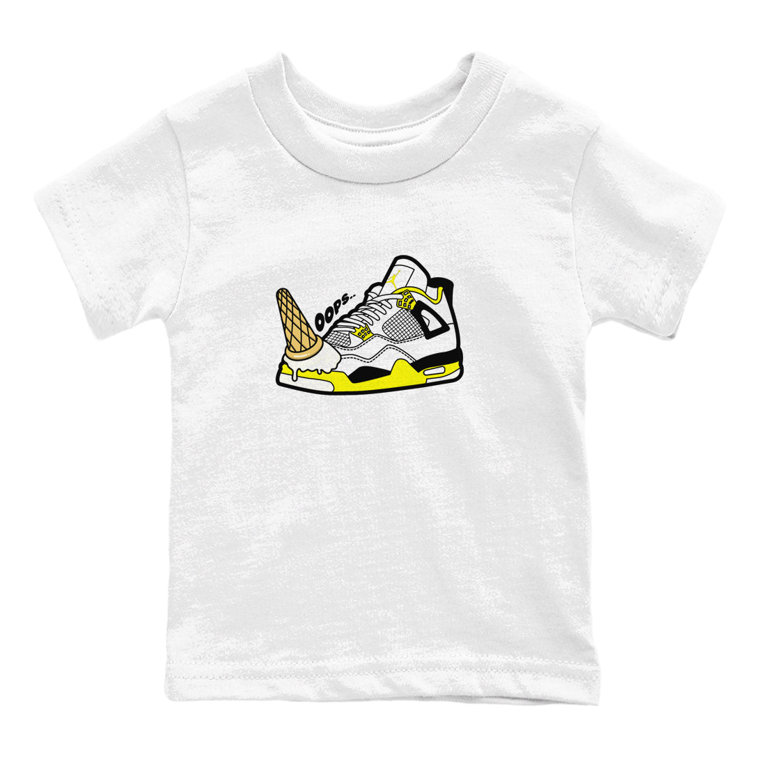 AJ4 Vivid Sulfur shirt to match jordans Dropped Ice Cream sneaker tees Air Jordan 4 Vivid Sulfur Drip Gear Zone baby toddler White 2 cotton Shirt