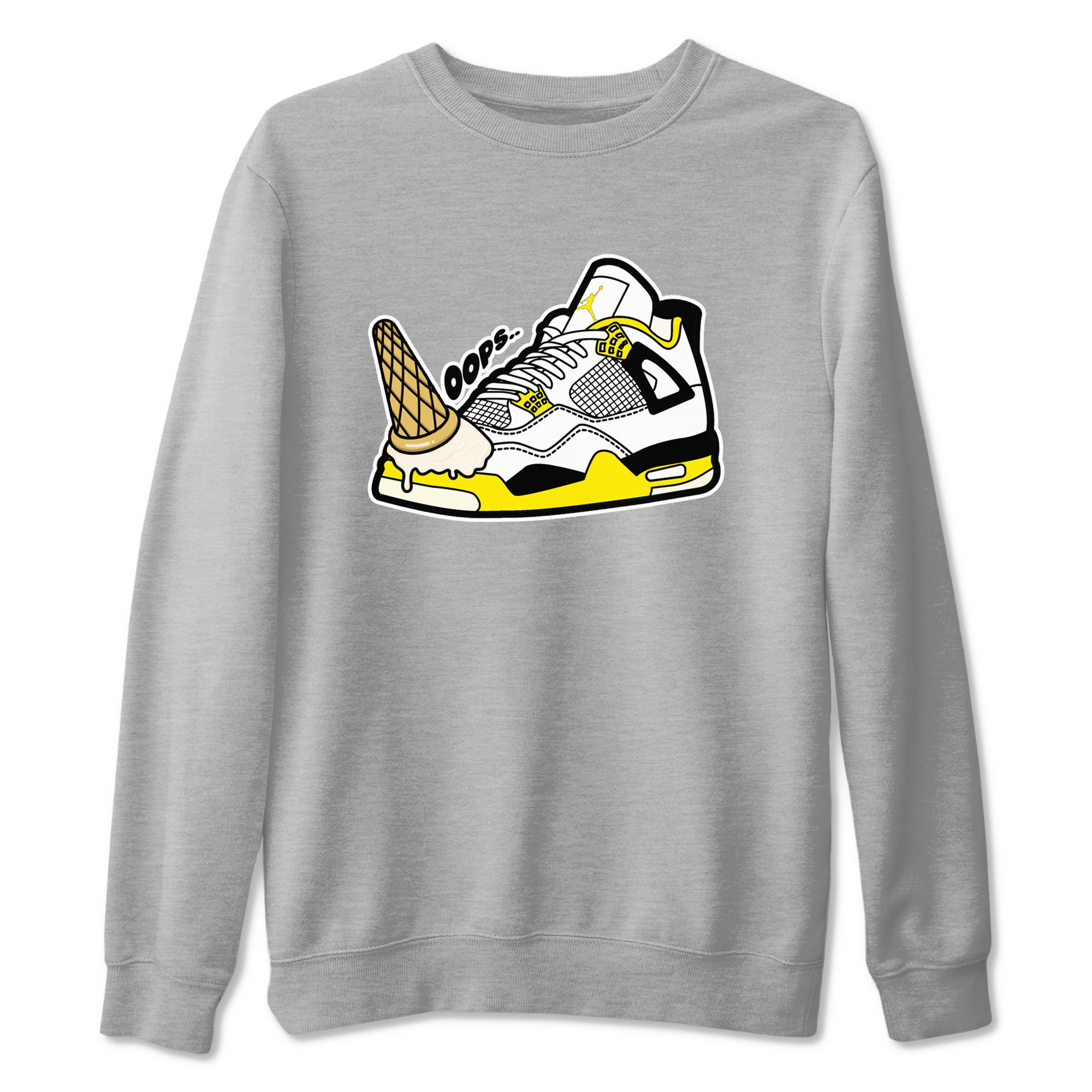 AJ4 Vivid Sulfur shirt to match jordans Dropped Ice Cream sneaker tees Air Jordan 4 Vivid Sulfur Drip Gear Zone unisex cotton Heather Grey 2 crew neck shirt