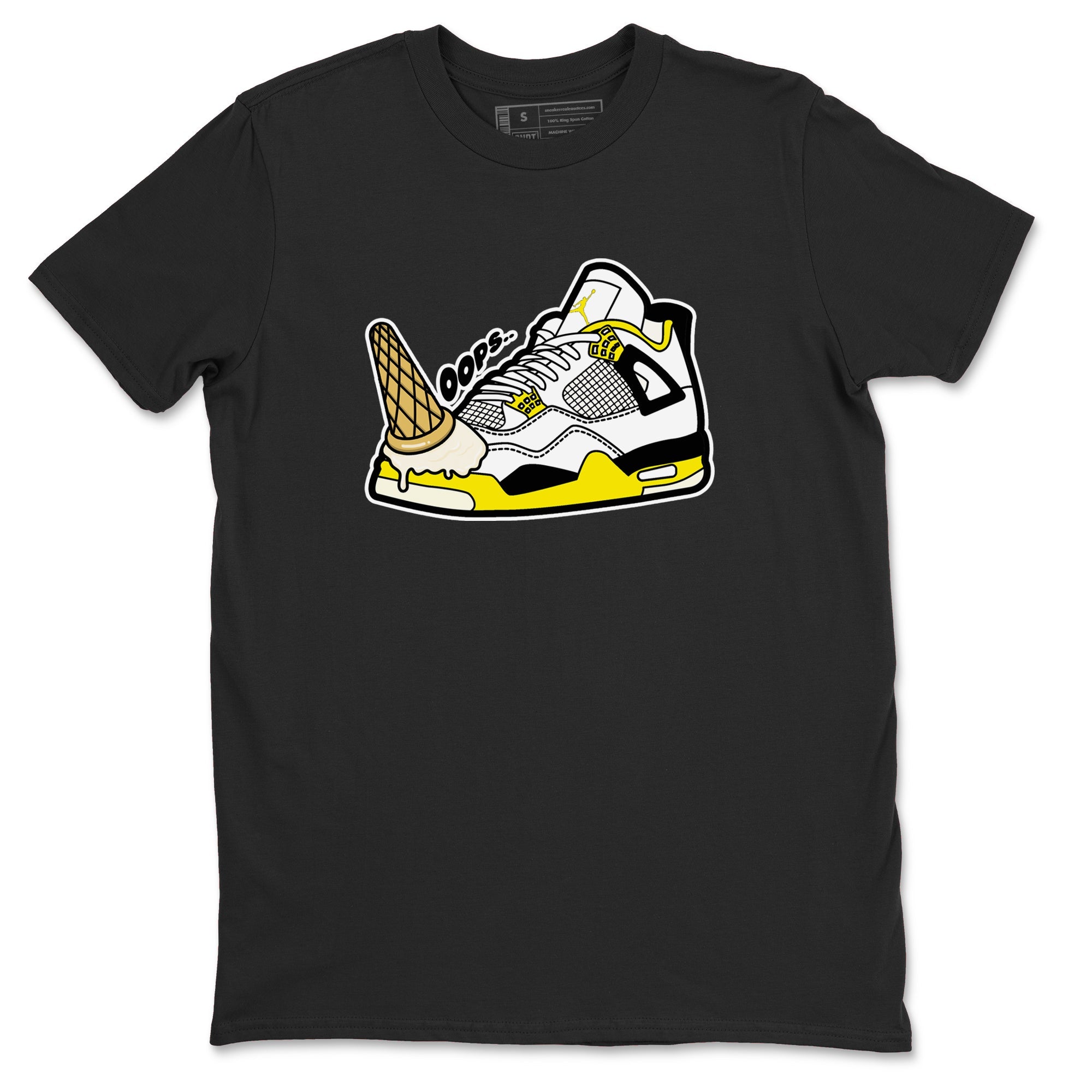 AJ4 Vivid Sulfur shirt to match jordans Dropped Ice Cream sneaker tees Air Jordan 4 Vivid Sulfur Drip Gear Zone unisex cotton Black 2 crew neck shirt
