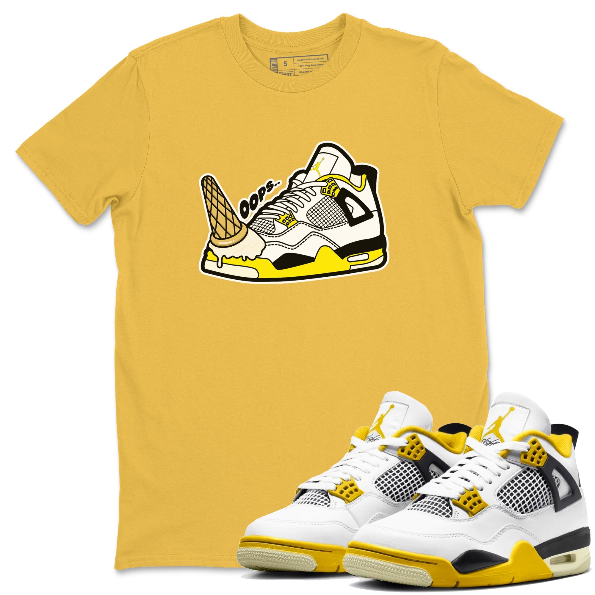 AJ4 Vivid Sulfur shirt to match jordans Dropped Ice Cream sneaker tees Air Jordan 4 Vivid Sulfur Drip Gear Zone unisex cotton Daisy 1 crew neck shirt