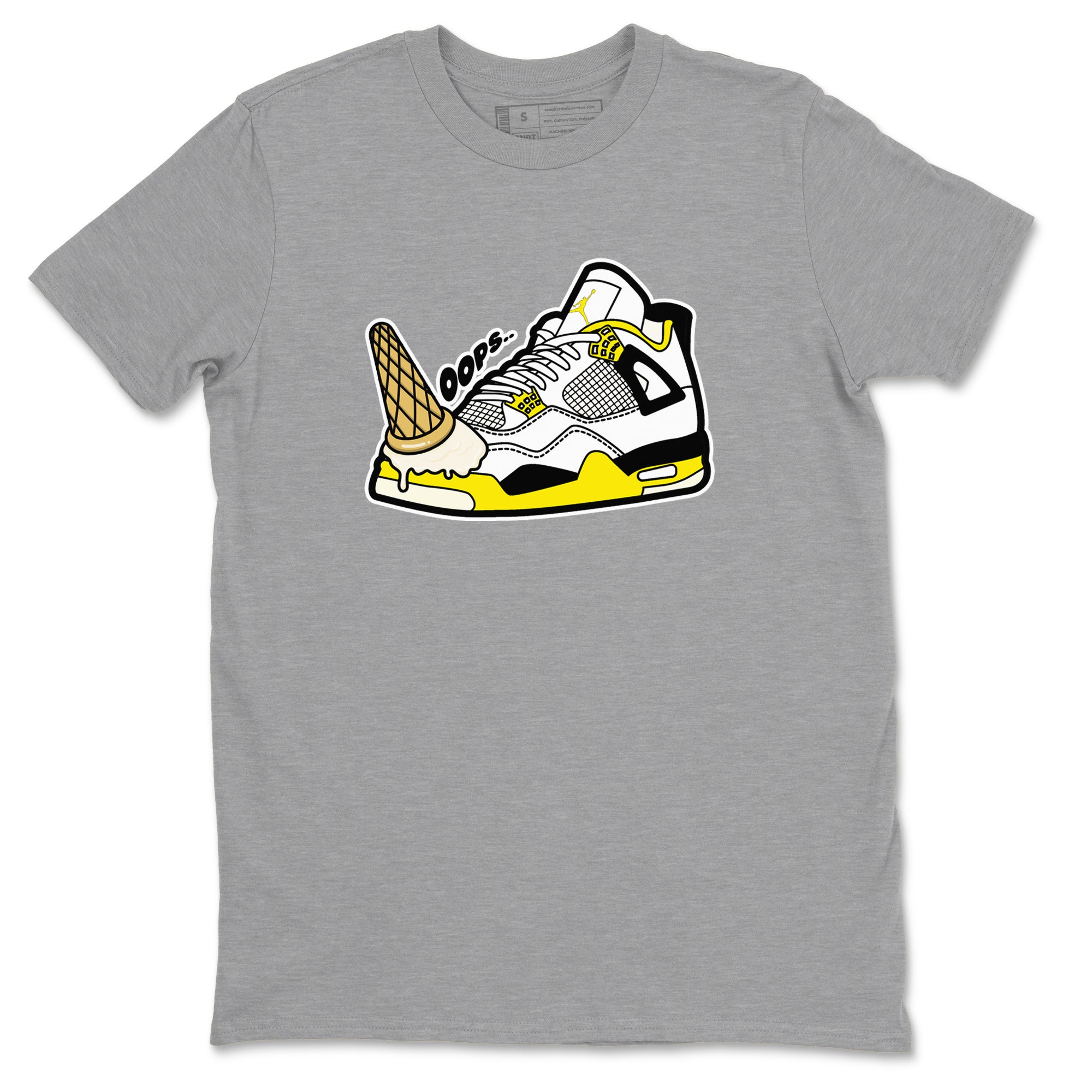 AJ4 Vivid Sulfur shirt to match jordans Dropped Ice Cream sneaker tees Air Jordan 4 Vivid Sulfur Drip Gear Zone unisex cotton Heather Grey 2 crew neck shirt