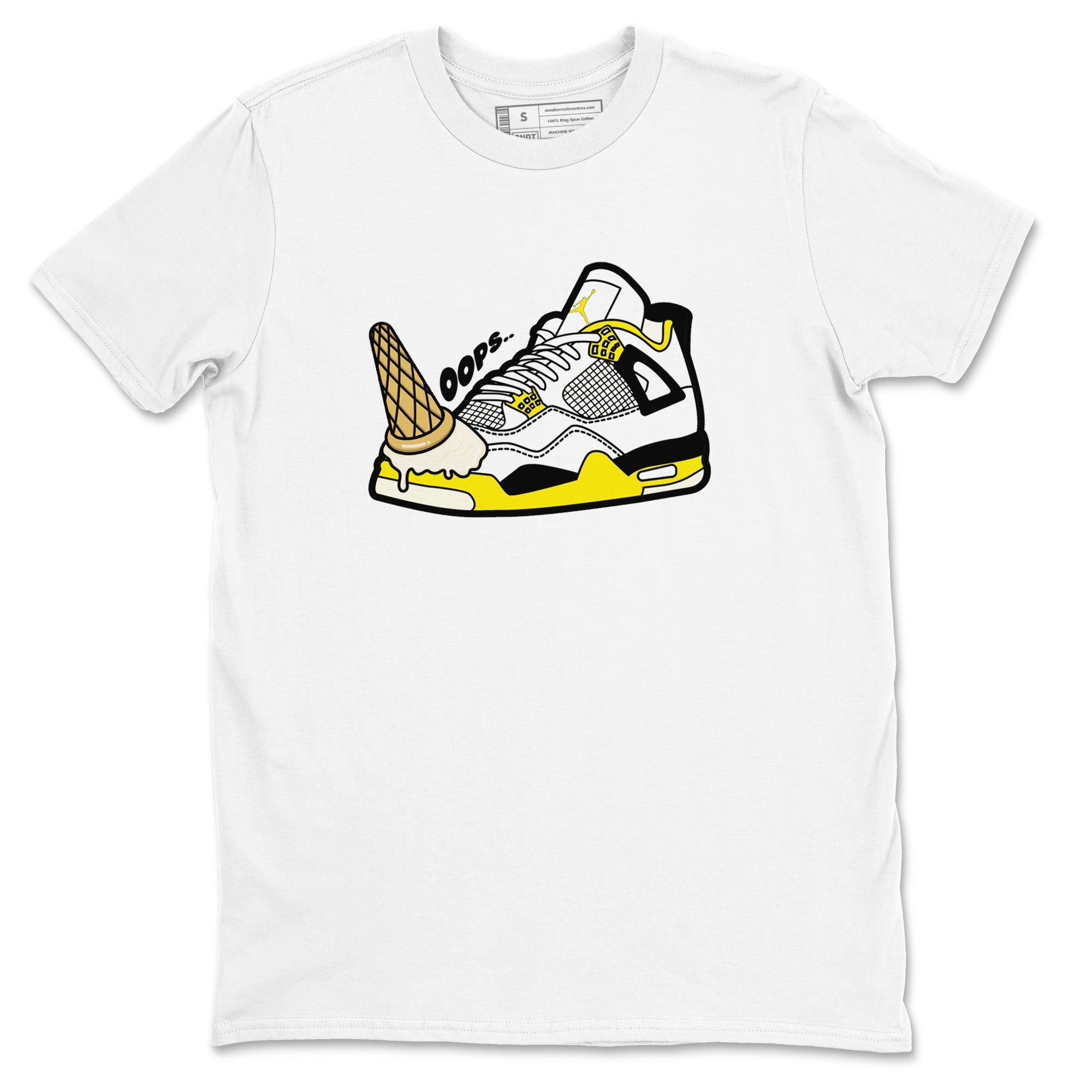 AJ4 Vivid Sulfur shirt to match jordans Dropped Ice Cream sneaker tees Air Jordan 4 Vivid Sulfur Drip Gear Zone unisex cotton White 2 crew neck shirt