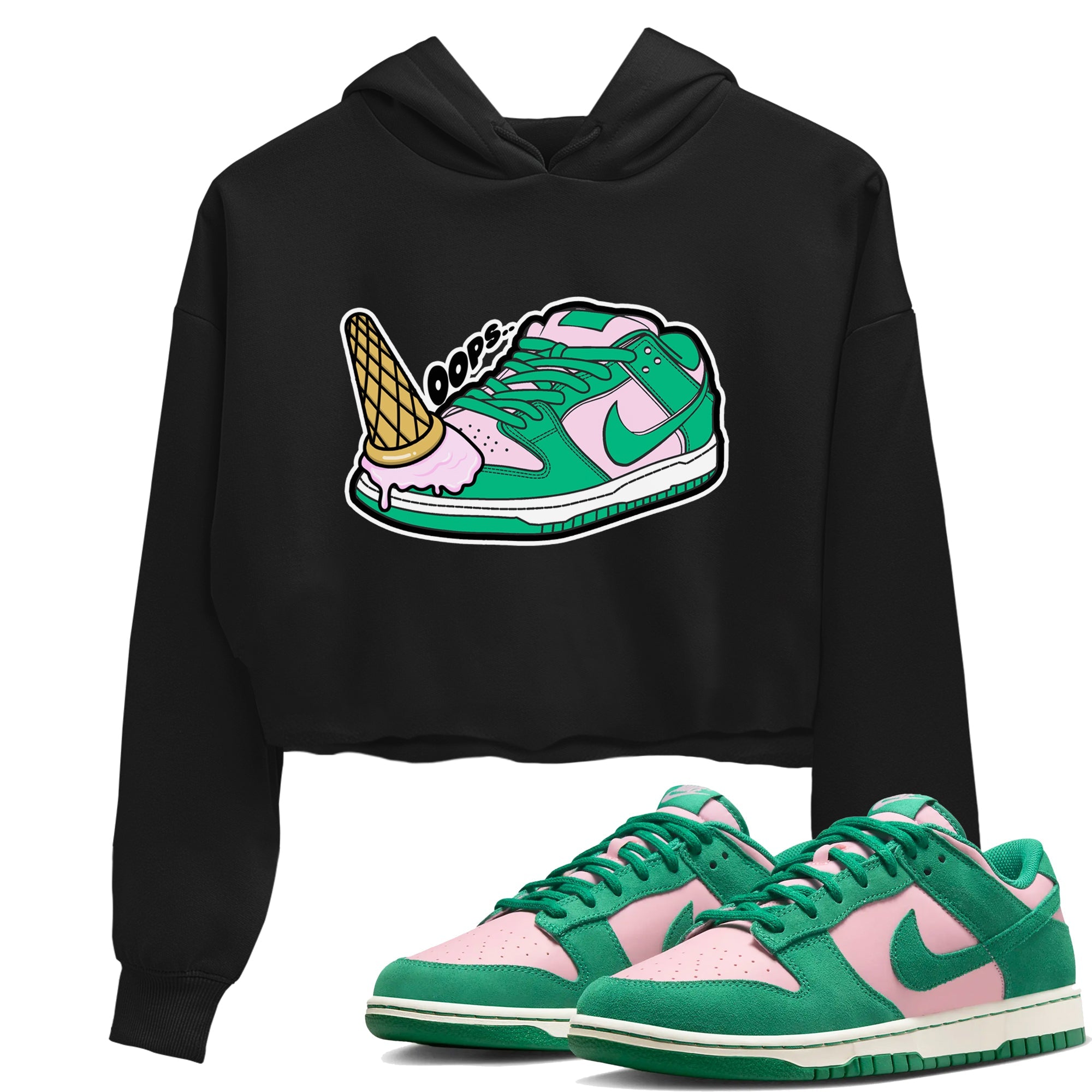 Dunk Low Medium Soft Pink Malachite shirt to match jordans Dropped Ice Cream sneaker tees Dunk Medium Soft Pink Malachite Drip Gear Zone Black 1 crop length shirt