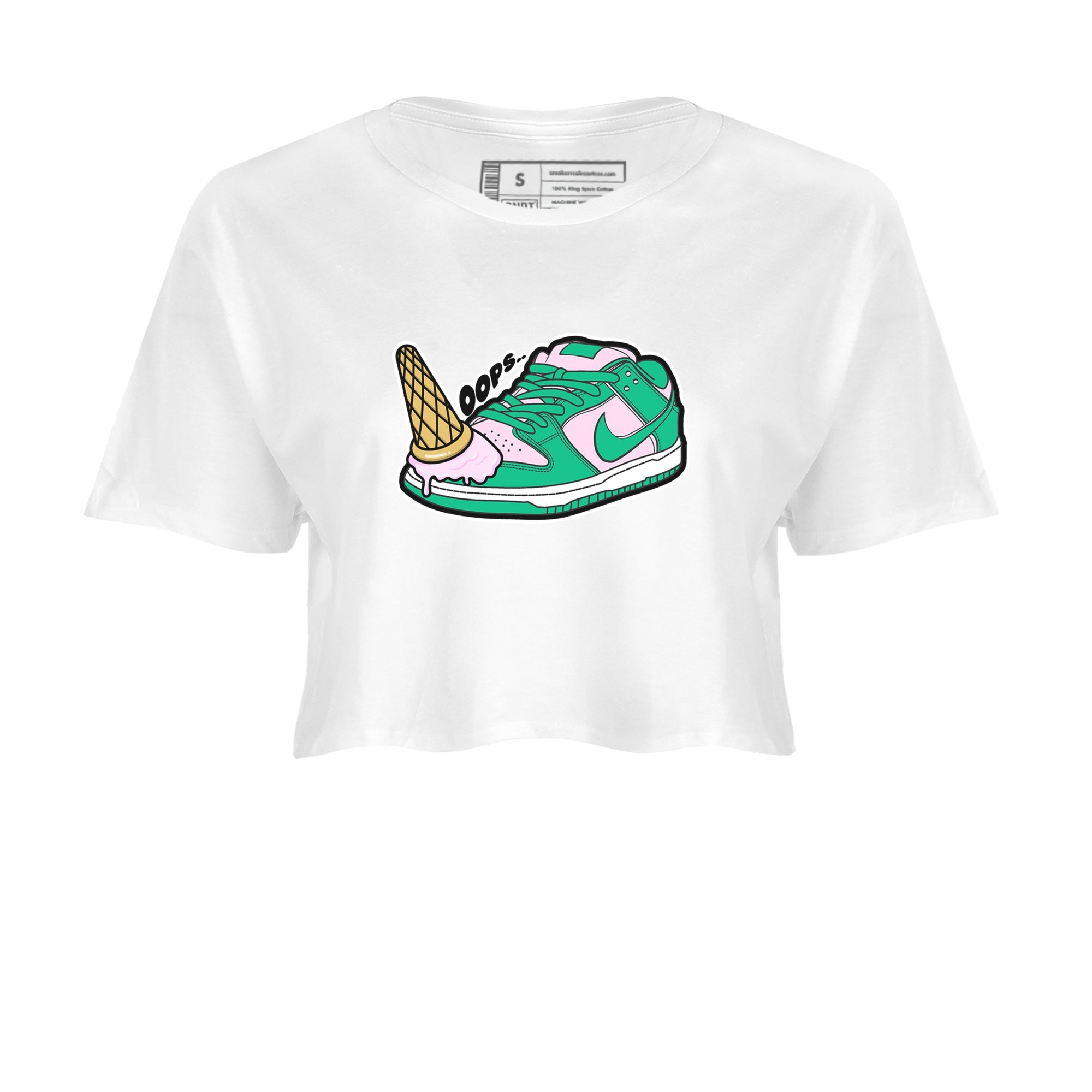 Dunk Low Medium Soft Pink Malachite shirt to match jordans Dropped Ice Cream sneaker tees Dunk Medium Soft Pink Malachite Drip Gear Zone White 2 crop length shirt