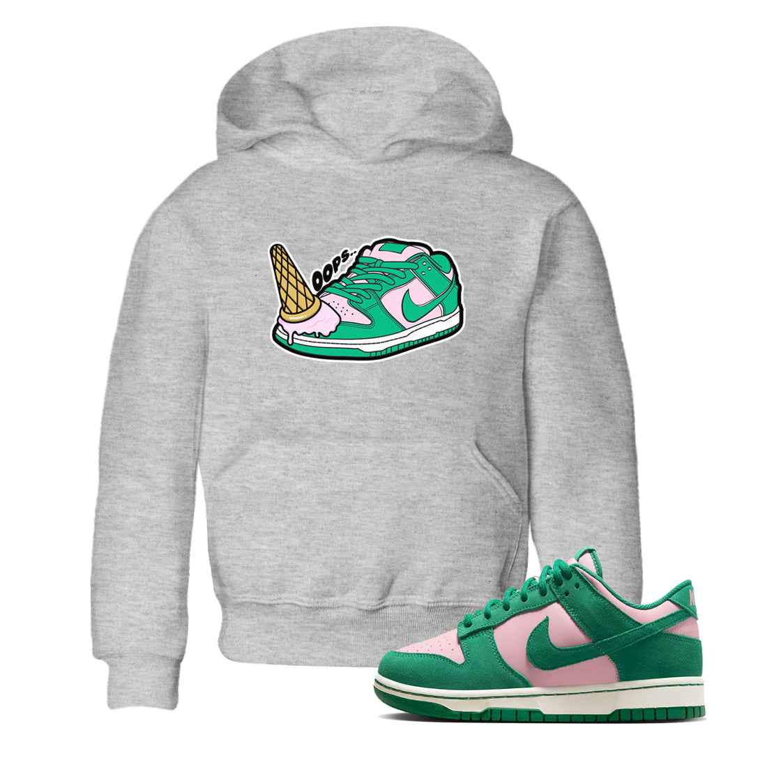 Dunk Low Medium Soft Pink Malachite shirt to match jordans Dropped Ice Cream sneaker tees Dunk Medium Soft Pink Malachite Drip Gear Zone baby toddler Heather Grey 1 cotton Shirt