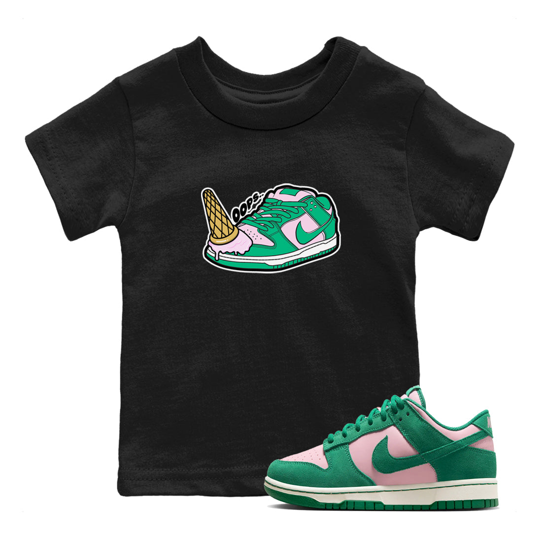 Dunk Low Medium Soft Pink Malachite shirt to match jordans Dropped Ice Cream sneaker tees Dunk Medium Soft Pink Malachite Drip Gear Zone baby toddler Black 1 cotton Shirt