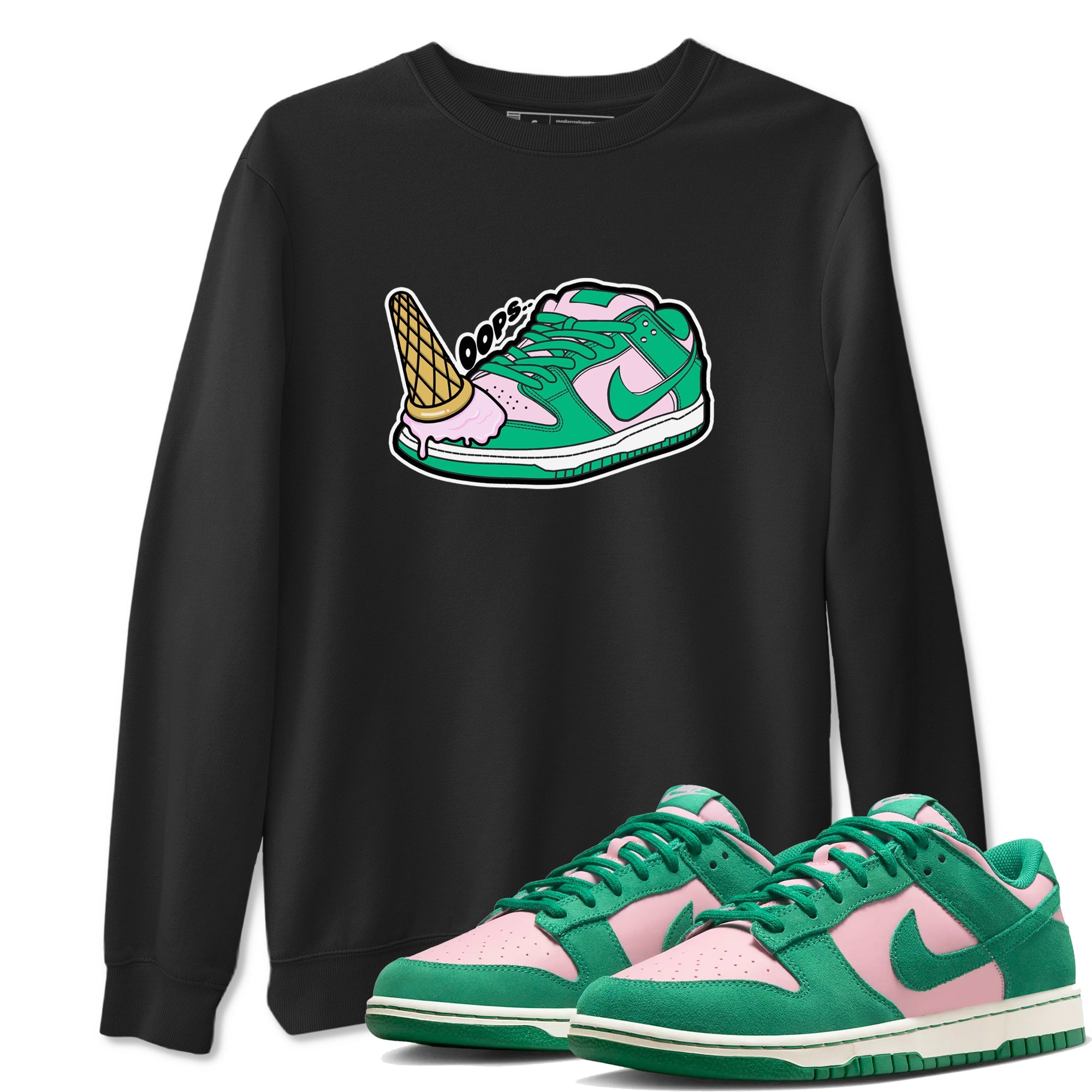 Dunk Low Medium Soft Pink Malachite shirt to match jordans Dropped Ice Cream sneaker tees Dunk Medium Soft Pink Malachite Drip Gear Zone unisex cotton Black 1 crew neck shirt