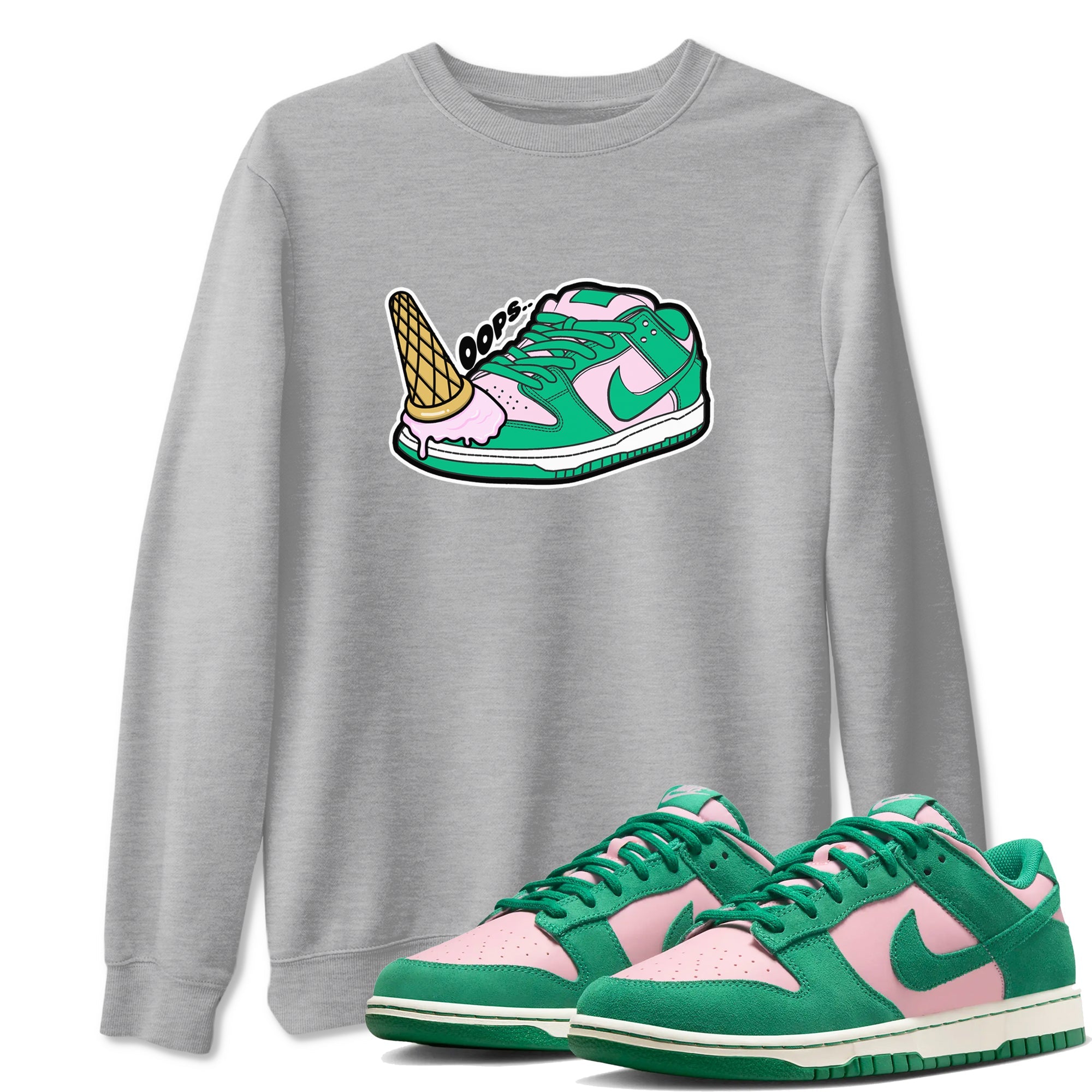 Dunk Low Medium Soft Pink Malachite shirt to match jordans Dropped Ice Cream sneaker tees Dunk Medium Soft Pink Malachite Drip Gear Zone unisex cotton Heather Grey 1 crew neck shirt