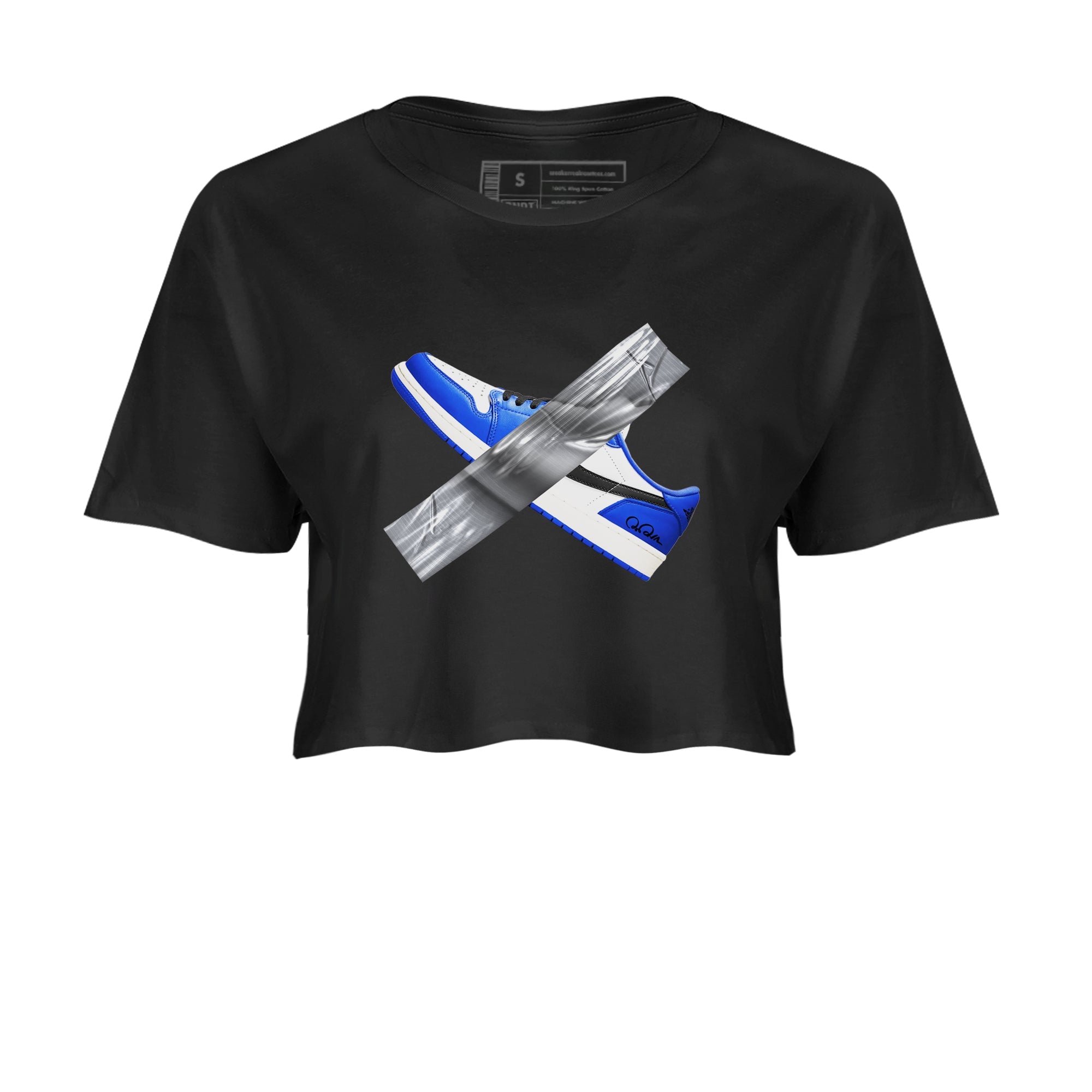 AJ1 Game Royal shirt to match jordans Duct Tape sneaker tees Air Jordan 1 Game Royal Drip Gear Zone Black 2 crop length shirt
