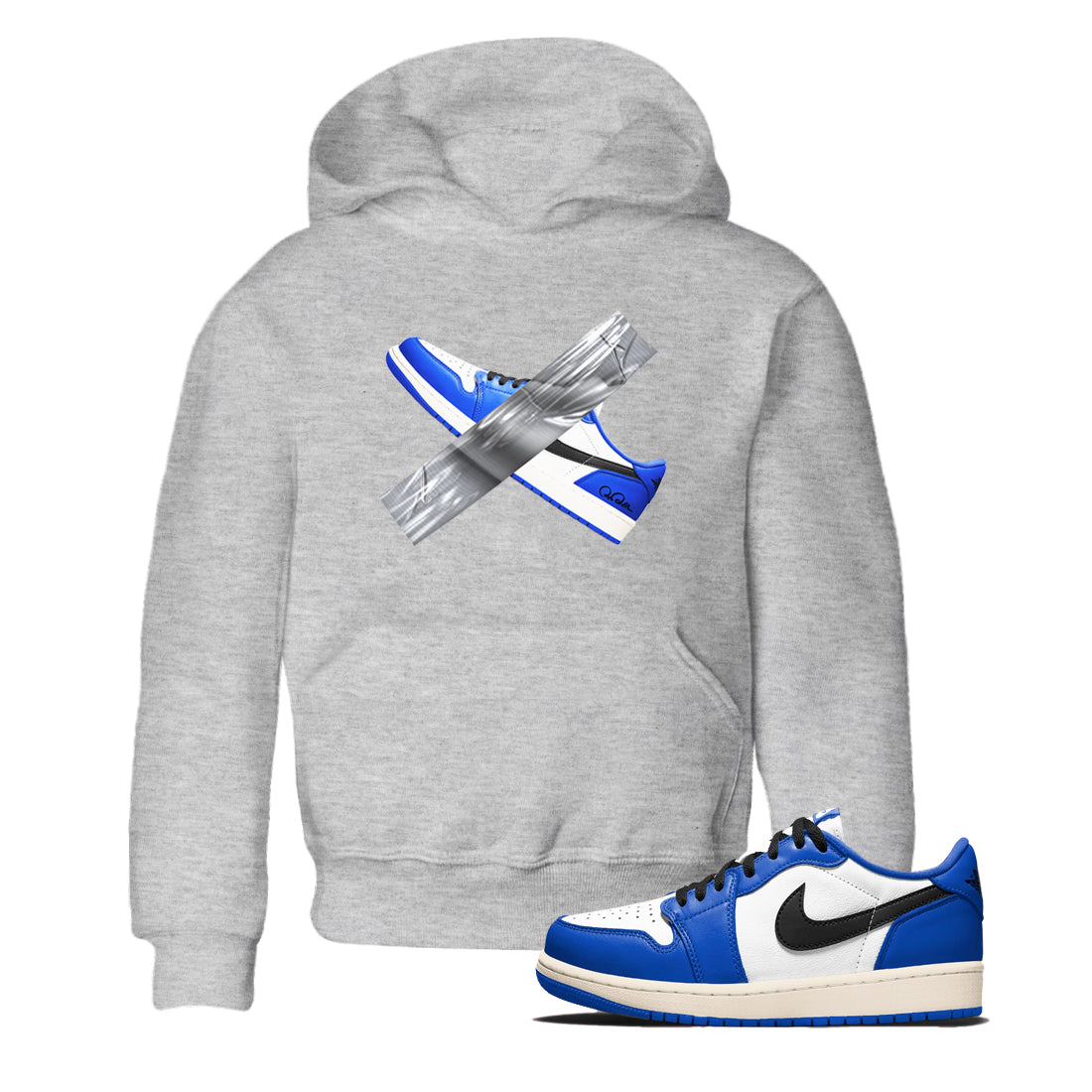 AJ1 Game Royal shirt to match jordans Duct Tape sneaker tees Air Jordan 1 Game Royal Drip Gear Zone baby toddler Heather Grey 1 cotton Shirt